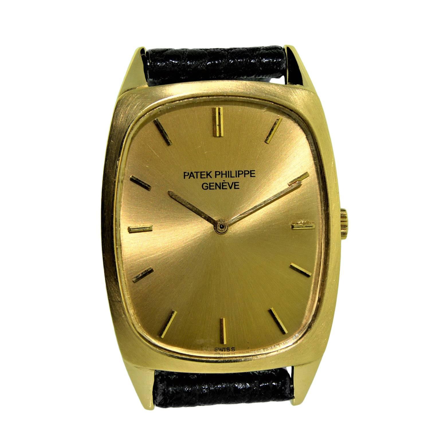 Patek Philippe 18 Karat Yellow Gold Oval Shaped Watch with Original Dial