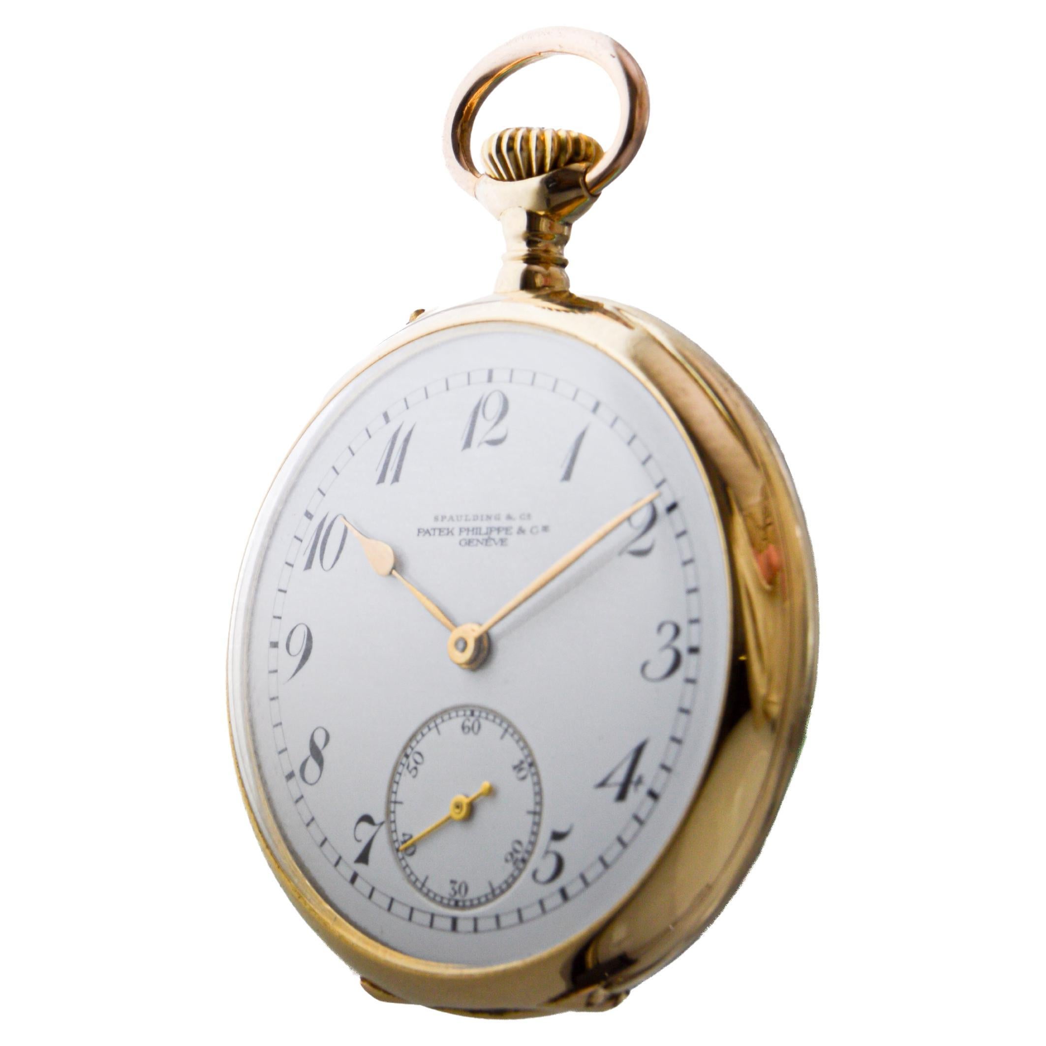 Patek Philippe Montre pendentif en or jaune 18 carats avec cadran en émail et archivage en vente 6
