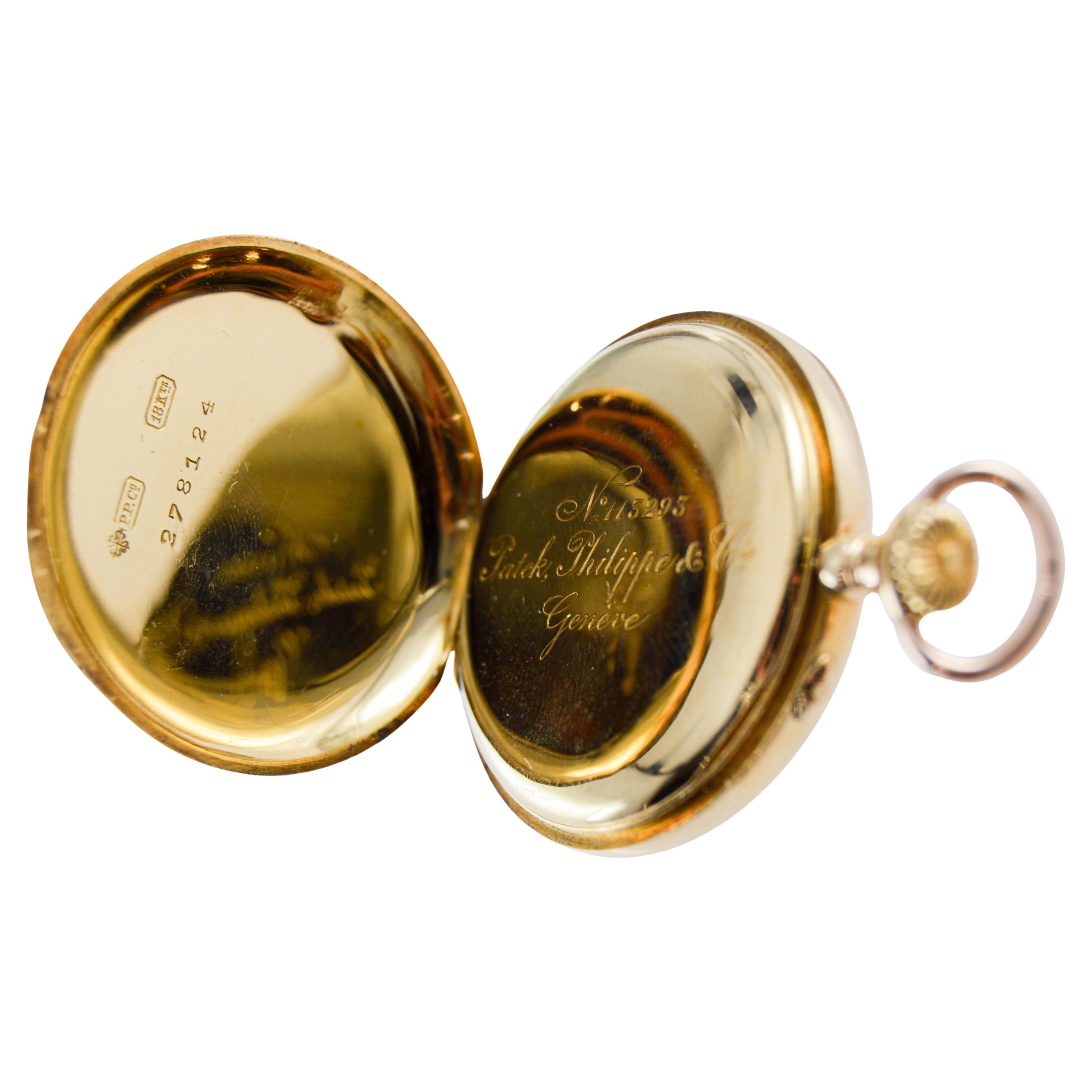 Patek Philippe Montre pendentif en or jaune 18 carats avec cadran en émail et archivage en vente 11