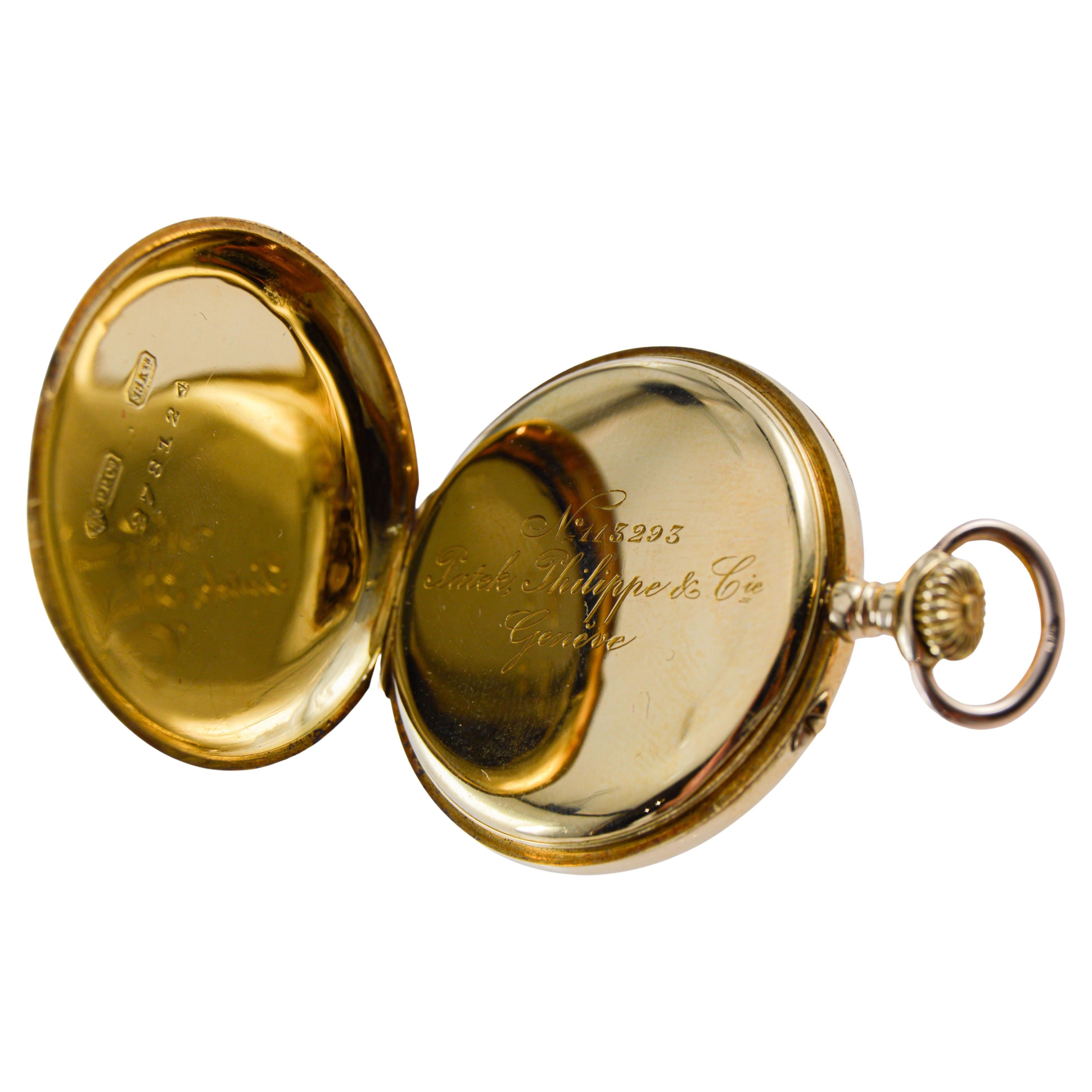 Patek Philippe Montre pendentif en or jaune 18 carats avec cadran en émail et archivage en vente 12