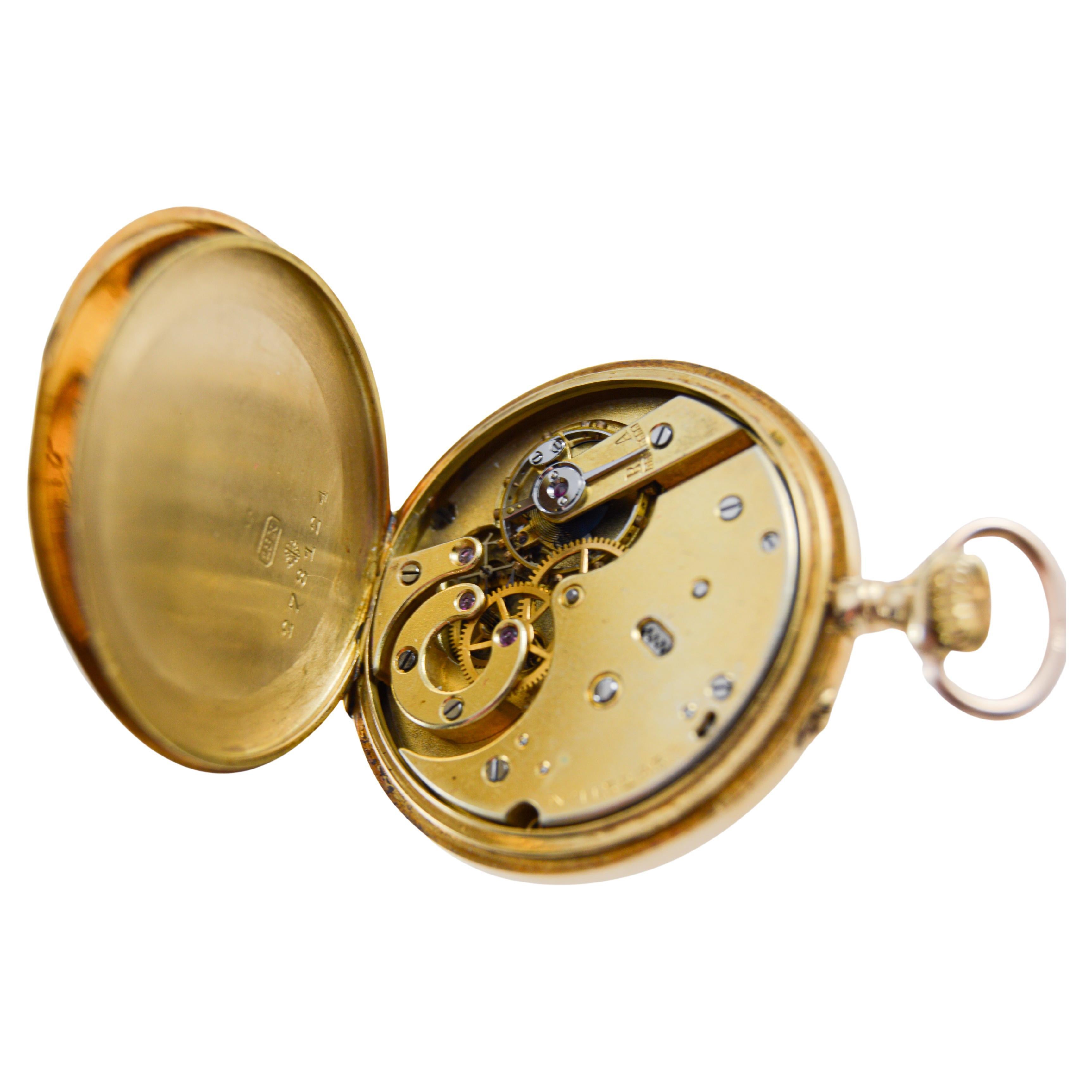 Patek Philippe Montre pendentif en or jaune 18 carats avec cadran en émail et archivage en vente 13