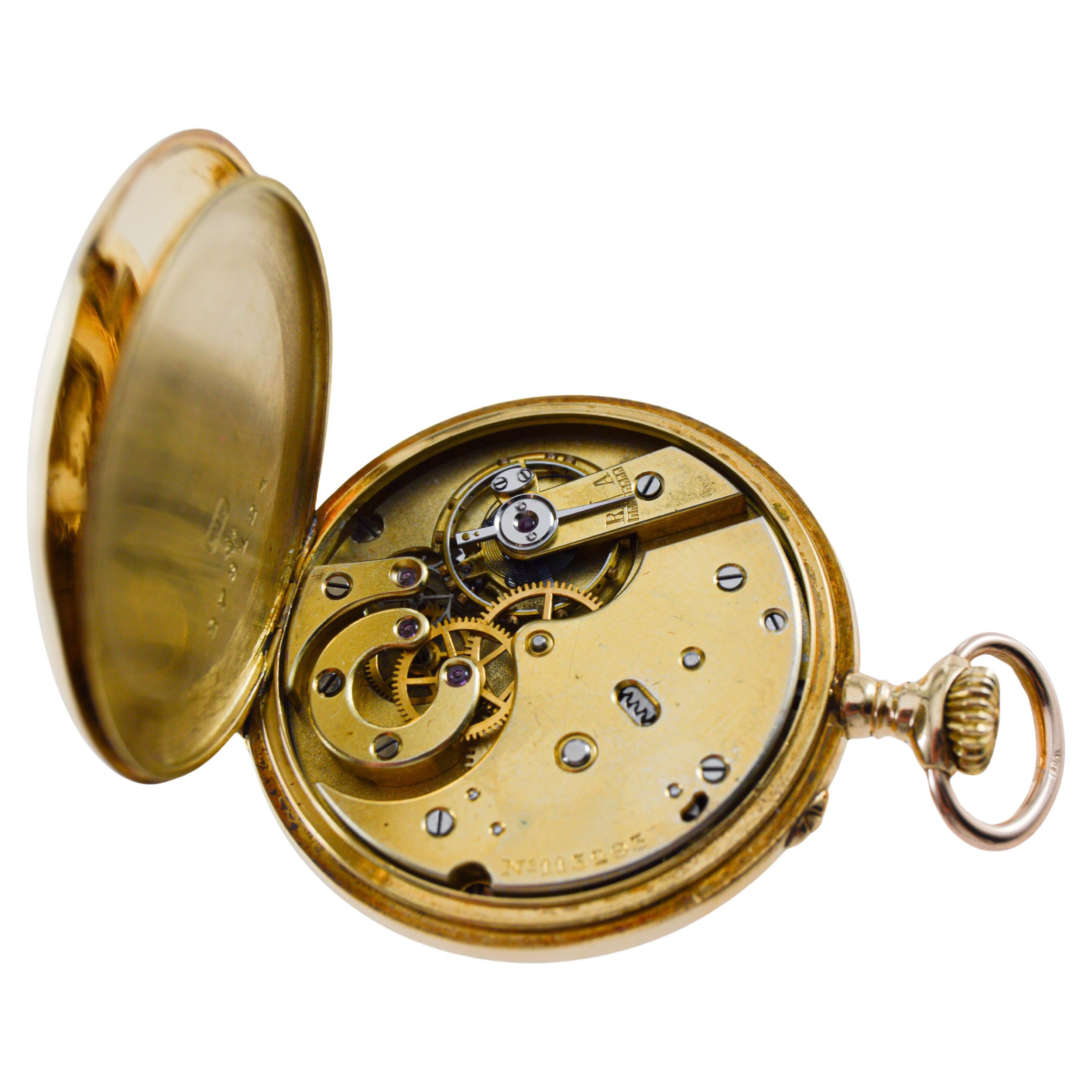 Patek Philippe Montre pendentif en or jaune 18 carats avec cadran en émail et archivage en vente 14