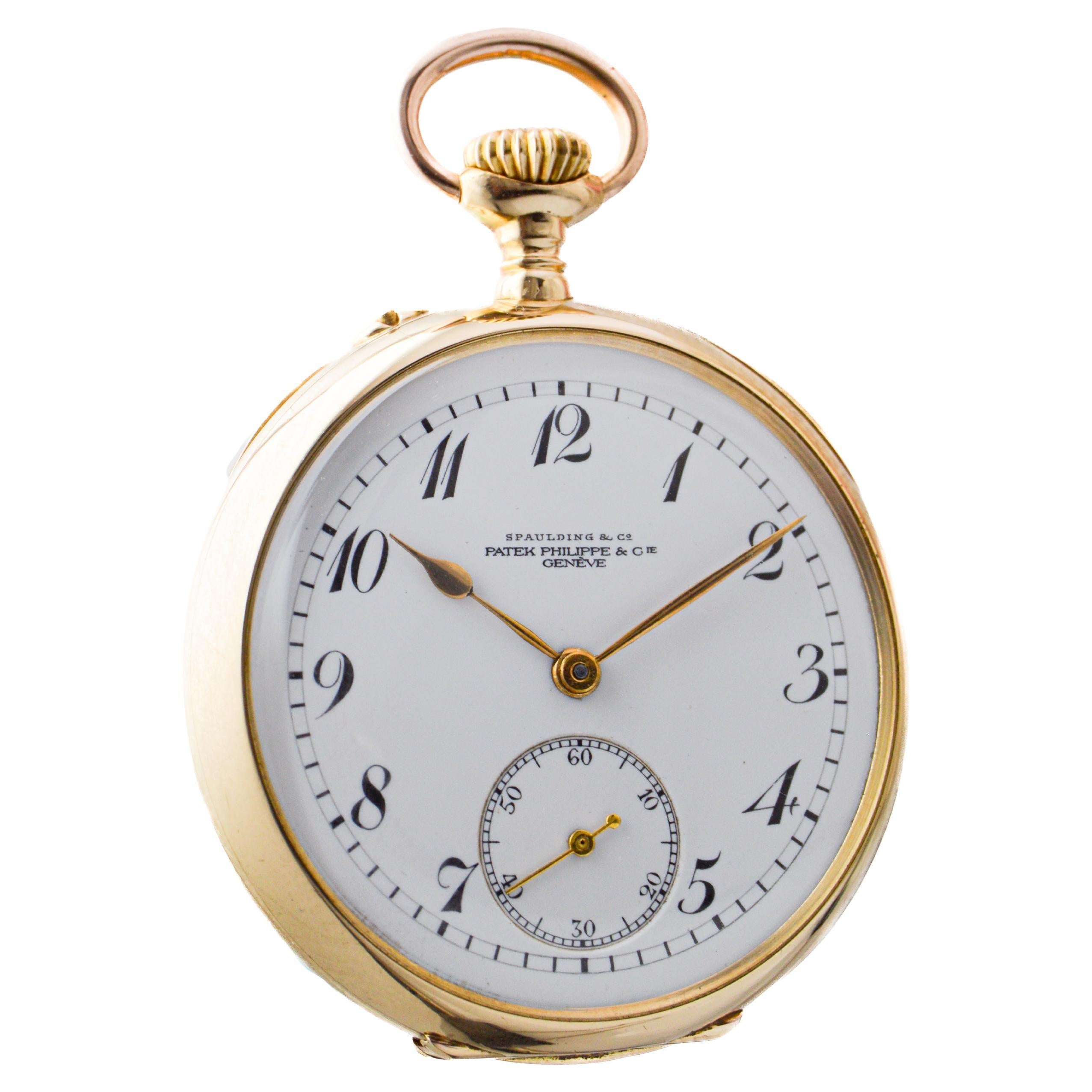 Patek Philippe Montre pendentif en or jaune 18 carats avec cadran en émail et archivage en vente 1