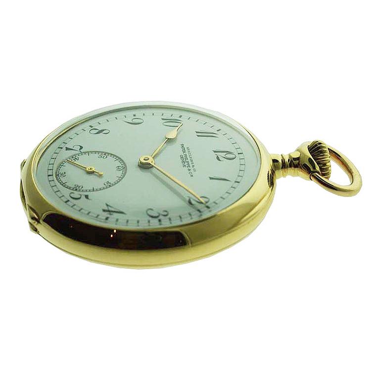 Patek Philippe 18 Karat Yellow Gold Pendant Watch with Enamel Dial and Archival In Excellent Condition In Long Beach, CA
