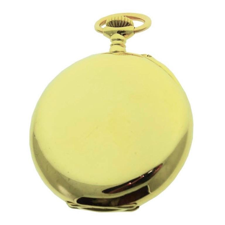 Women's Patek Philippe 18 Karat Yellow Gold Pendant Watch with Enamel Dial and Archival