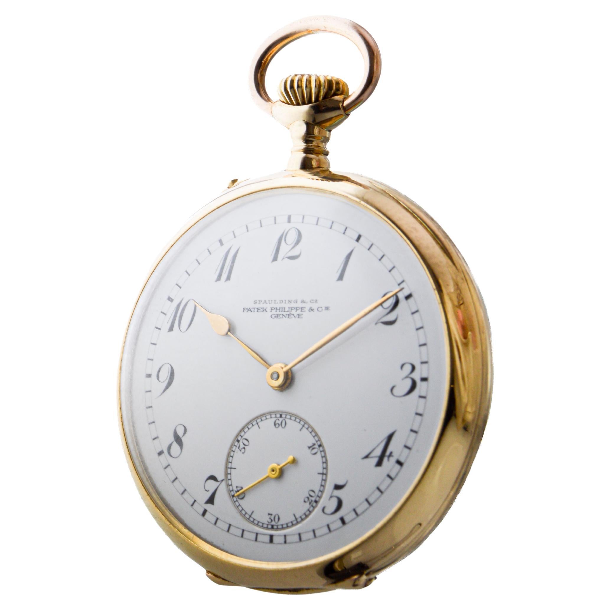 Patek Philippe Montre pendentif en or jaune 18 carats avec cadran en émail et archivage en vente 5