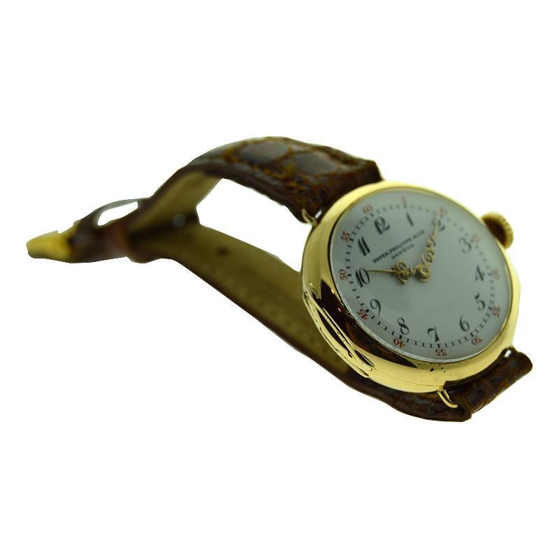 Patek Philippe 18 Karat Yellow Gold Wrist Watch, circa 1900s with Original Dial 1