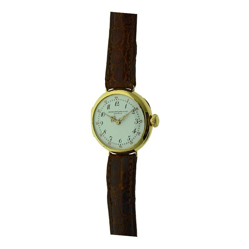 Patek Philippe 18 Karat Yellow Gold Wrist Watch, circa 1900s with Original Dial 2