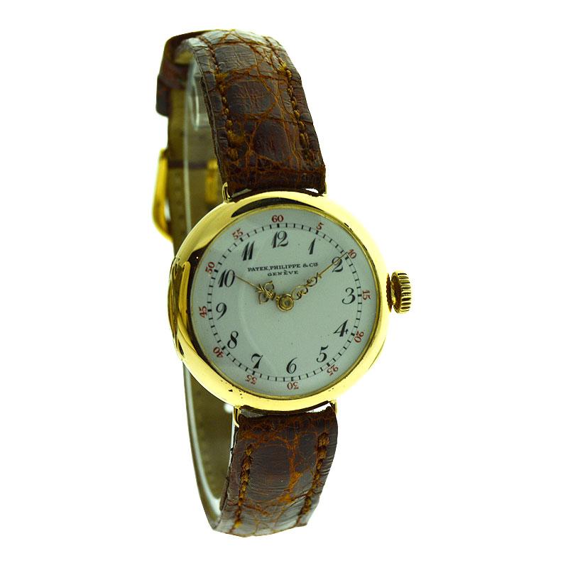 Patek Philippe 18 Karat Yellow Gold Wrist Watch, circa 1900s with Original Dial