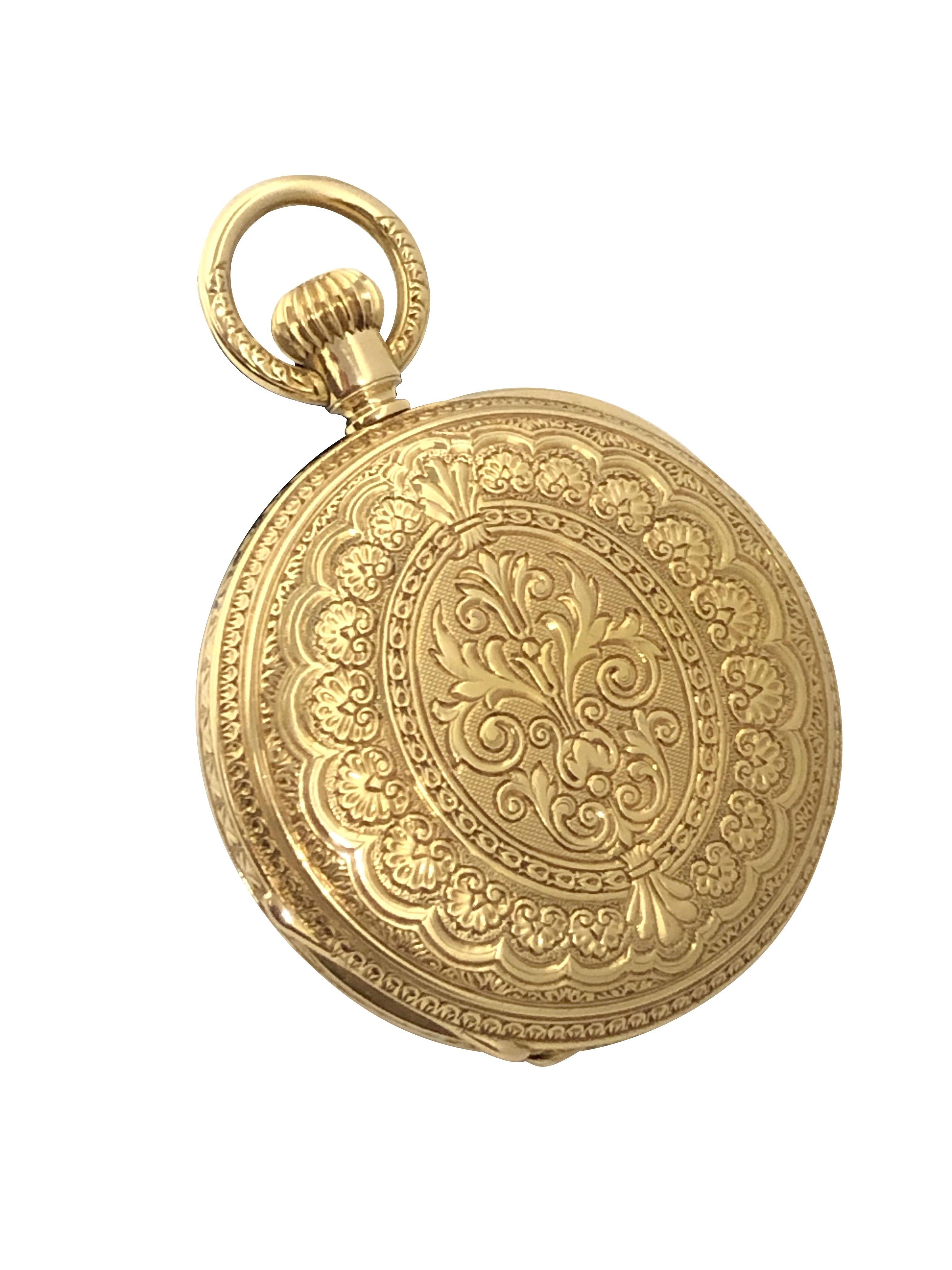 Patek Philippe 1883 Oro giallo cesellato a mano Orologio da tasca Scatola e documenti 3