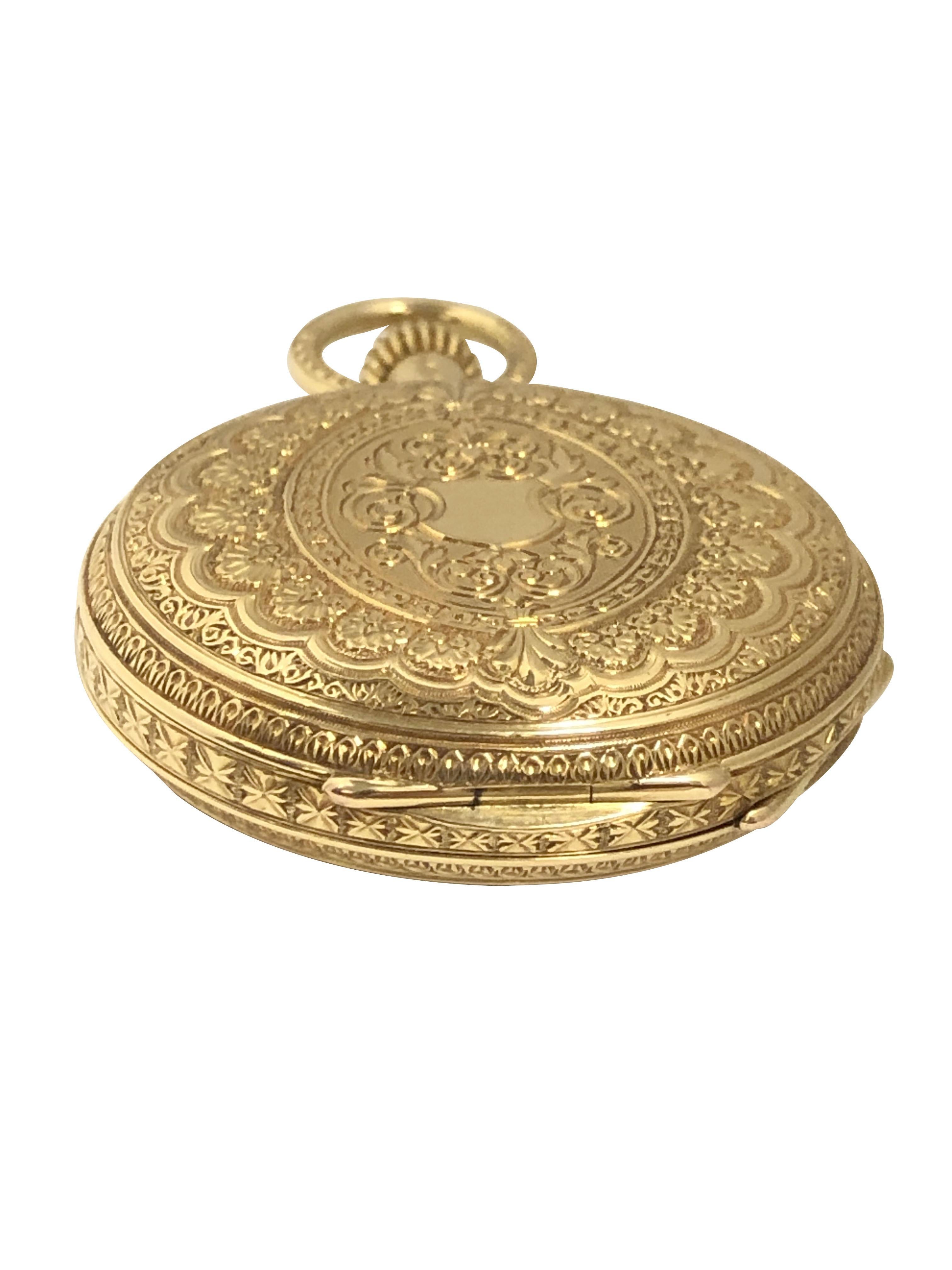 da uomo o donna Patek Philippe 1883 Oro giallo cesellato a mano Orologio da tasca Scatola e documenti