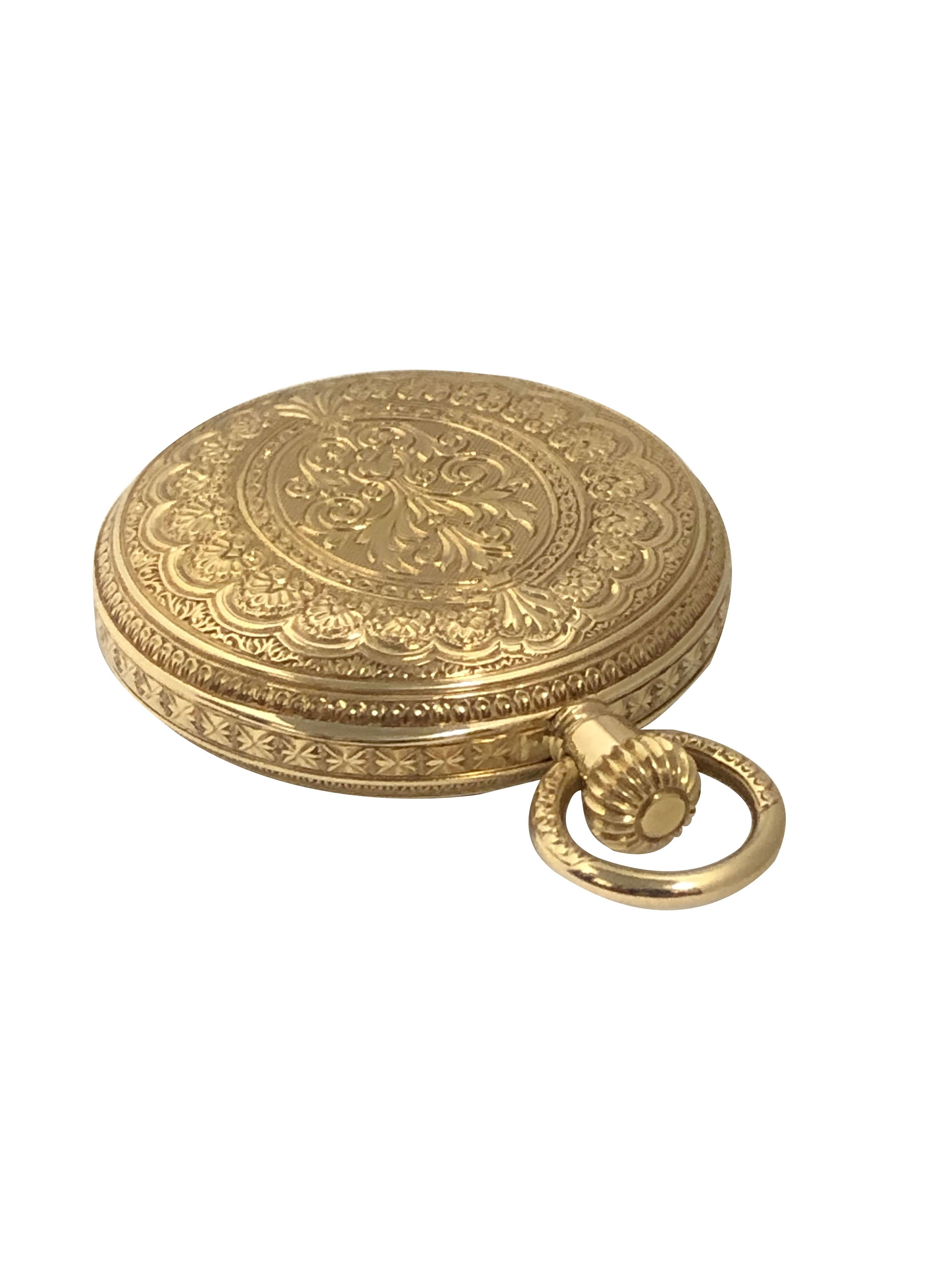 Patek Philippe 1883 Oro giallo cesellato a mano Orologio da tasca Scatola e documenti 1