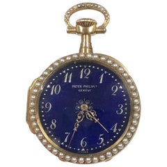 Antique Patek Philippe 1893 Gold Enamel and Pearl Presentation Pendant Watch