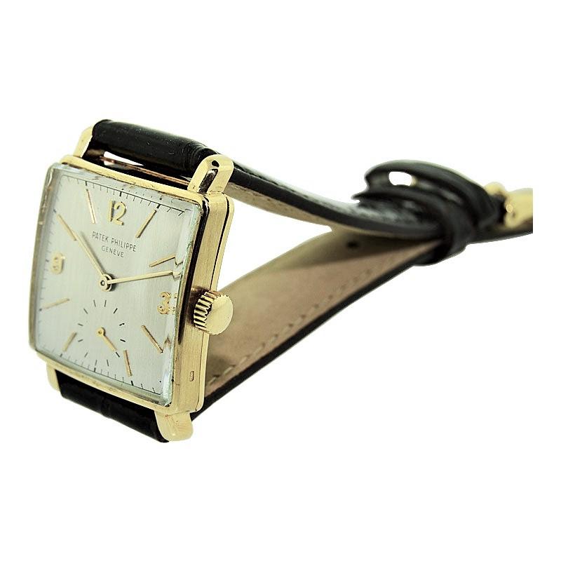  Patek Philippe Montre Tank Art Déco en or 18 carats, avec document d'archives, de 1950 Unisexe 