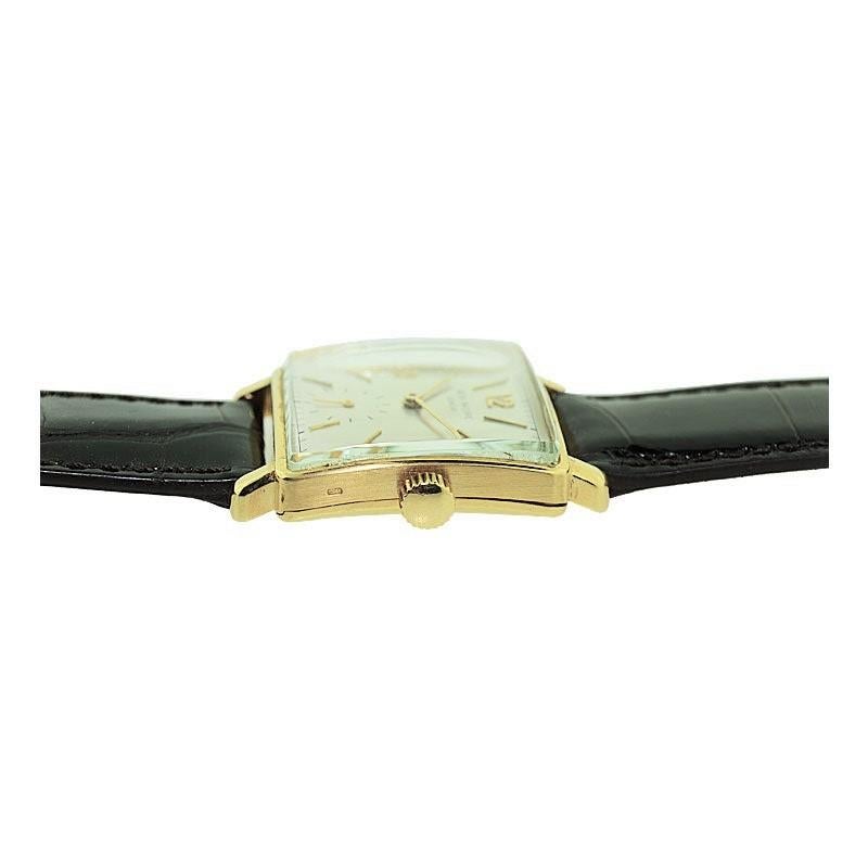 Women's or Men's Patek Philippe 18k Gold Art Deco Tank Watch, from 1950 with Archival Document