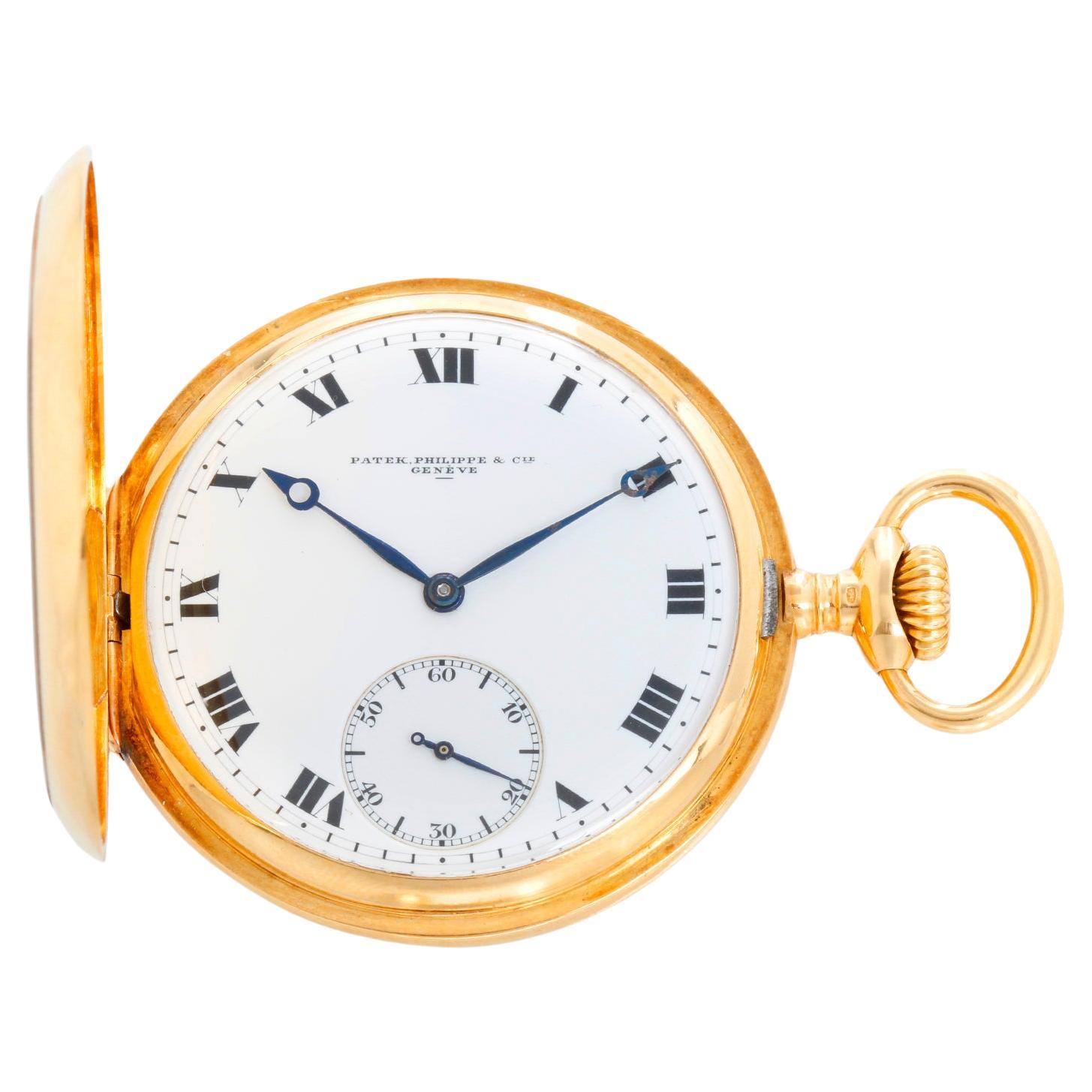 Patek Philippe 18K Hunting Case Roman Numerals Pocket Watch For Sale