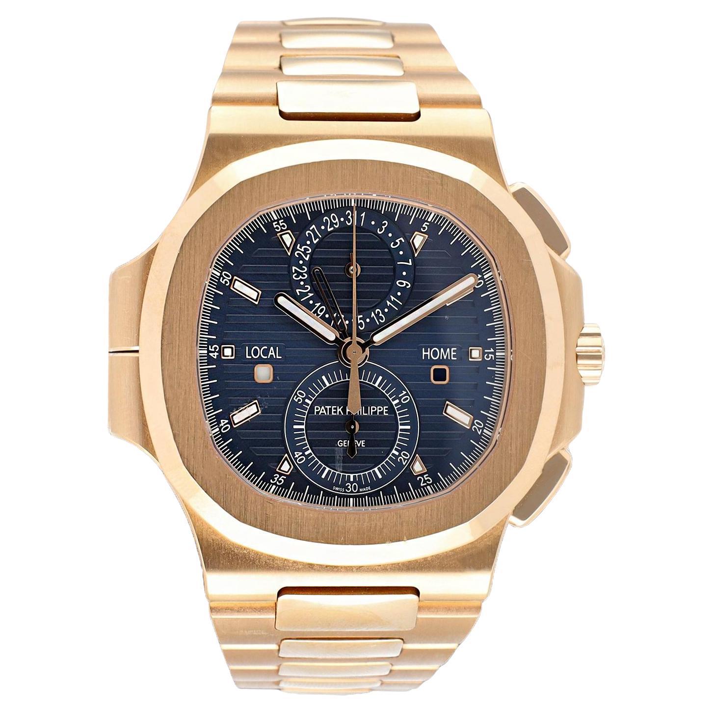 PATEK PHILIPPE 18K Rose Gold Bleu Trame Dial