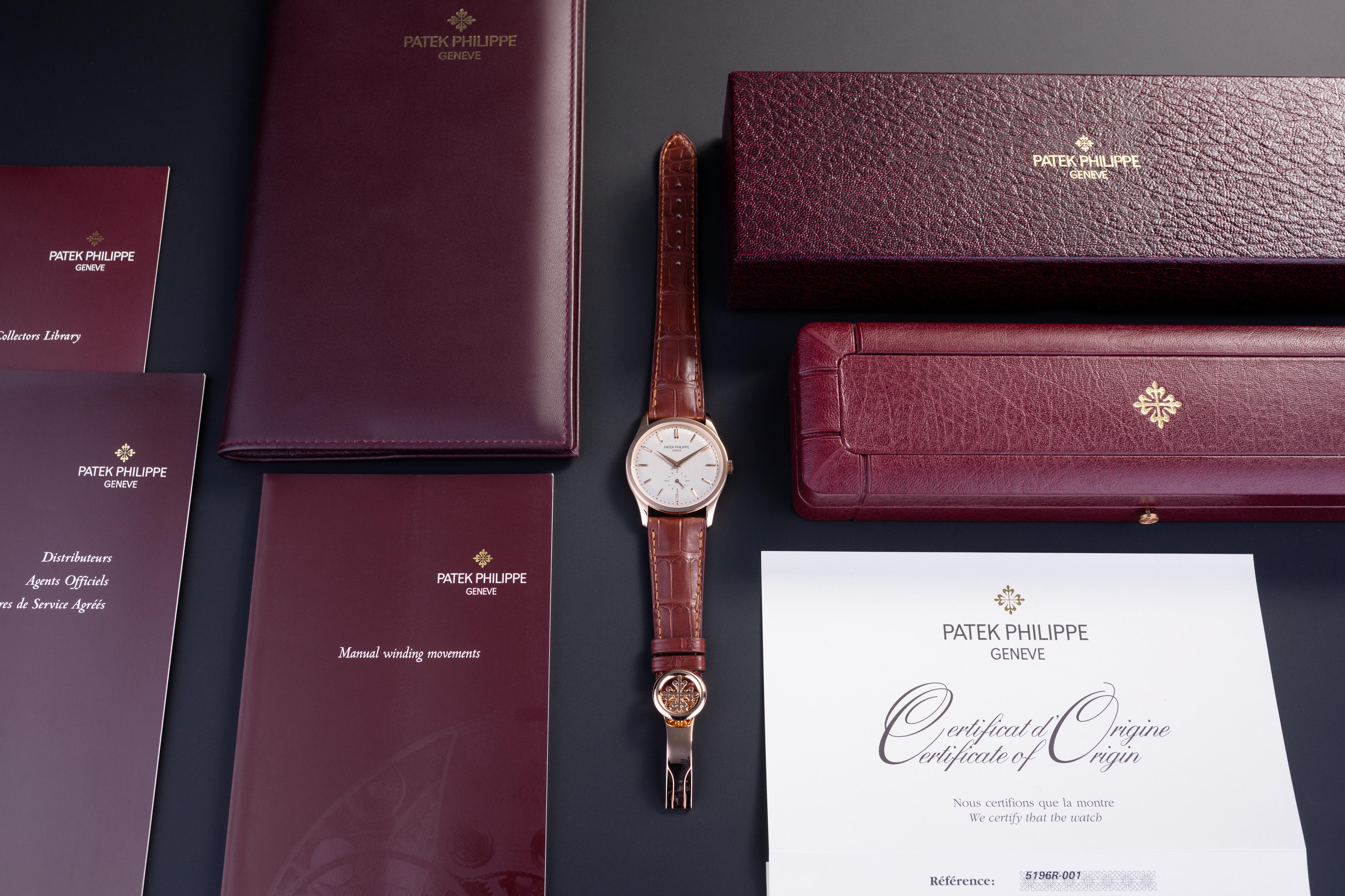 Modern Patek Philippe 18K Rose Gold Calatrava 5196R-001