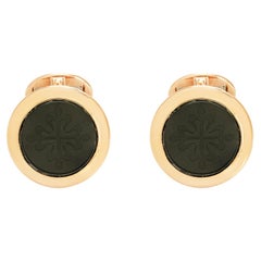 Patek Philippe 18k Rose Gold Onyx Calatrava Cufflinks, Circa 2010