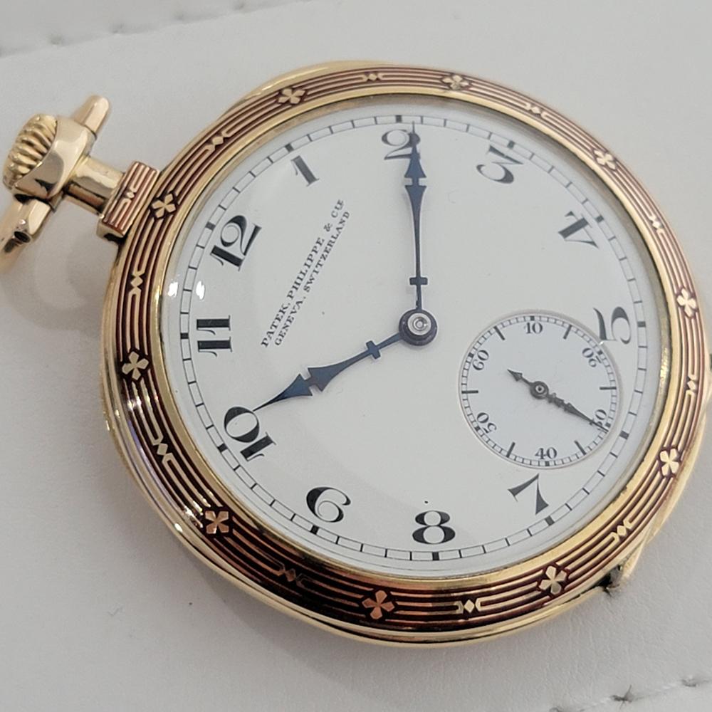 Patek Philippe 18k Solid Gold Enamel Pocket Watch 44MM 1920s All Original RA530 12