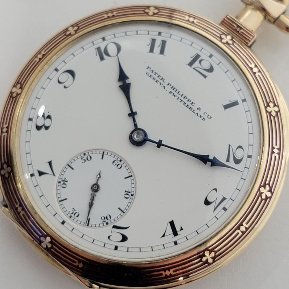Patek Philippe 18k Solid Gold Enamel Pocket Watch 44MM 1920s All Original RA530 13