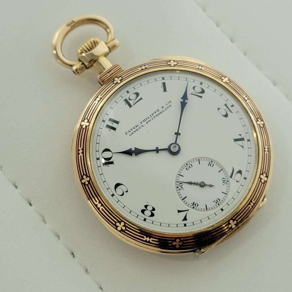 Patek Philippe 18k Solid Gold Enamel Pocket Watch 44MM 1920s All Original RA530 In Excellent Condition In Beverly Hills, CA
