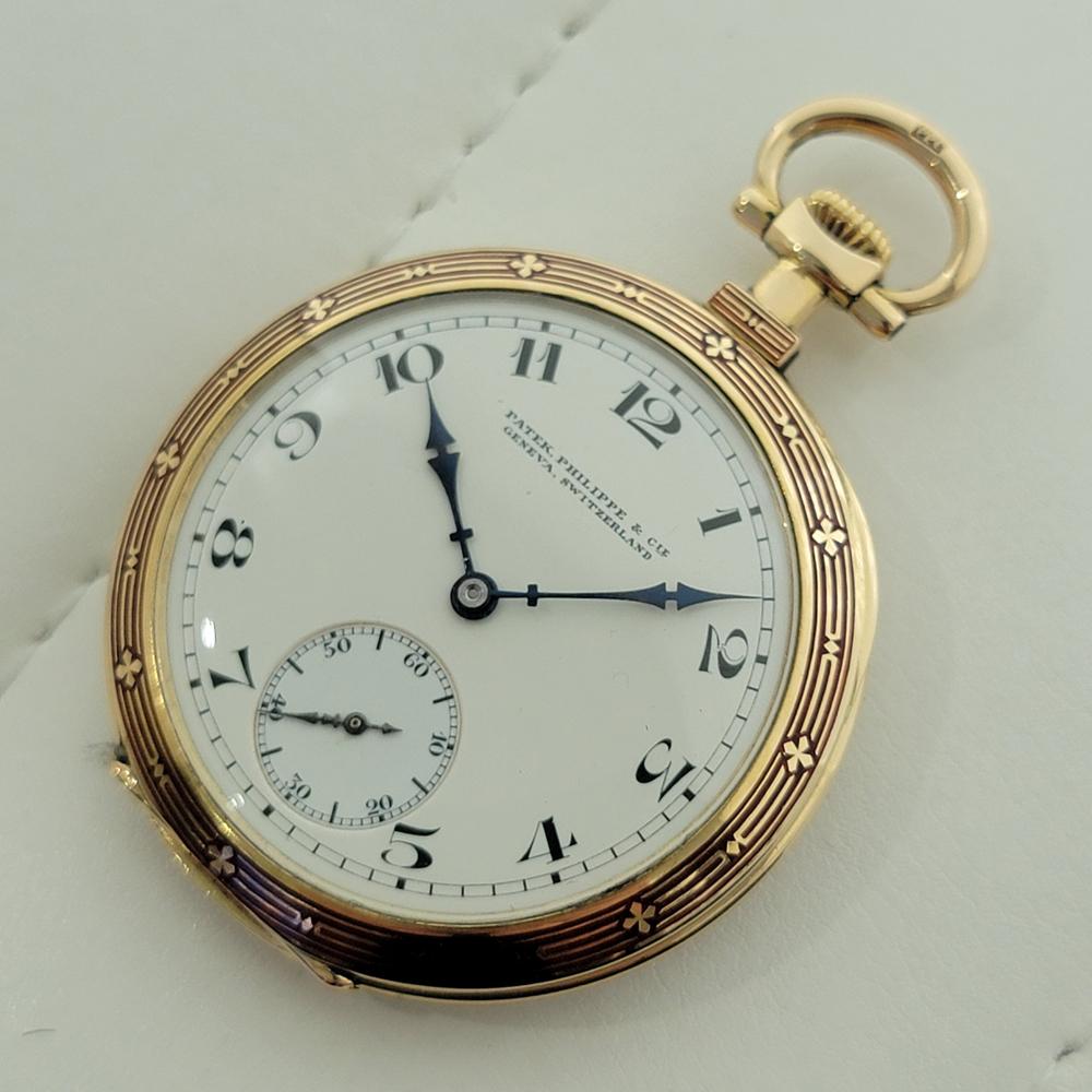 Women's or Men's Patek Philippe 18k Solid Gold Enamel Pocket Watch 44MM 1920s All Original RA530