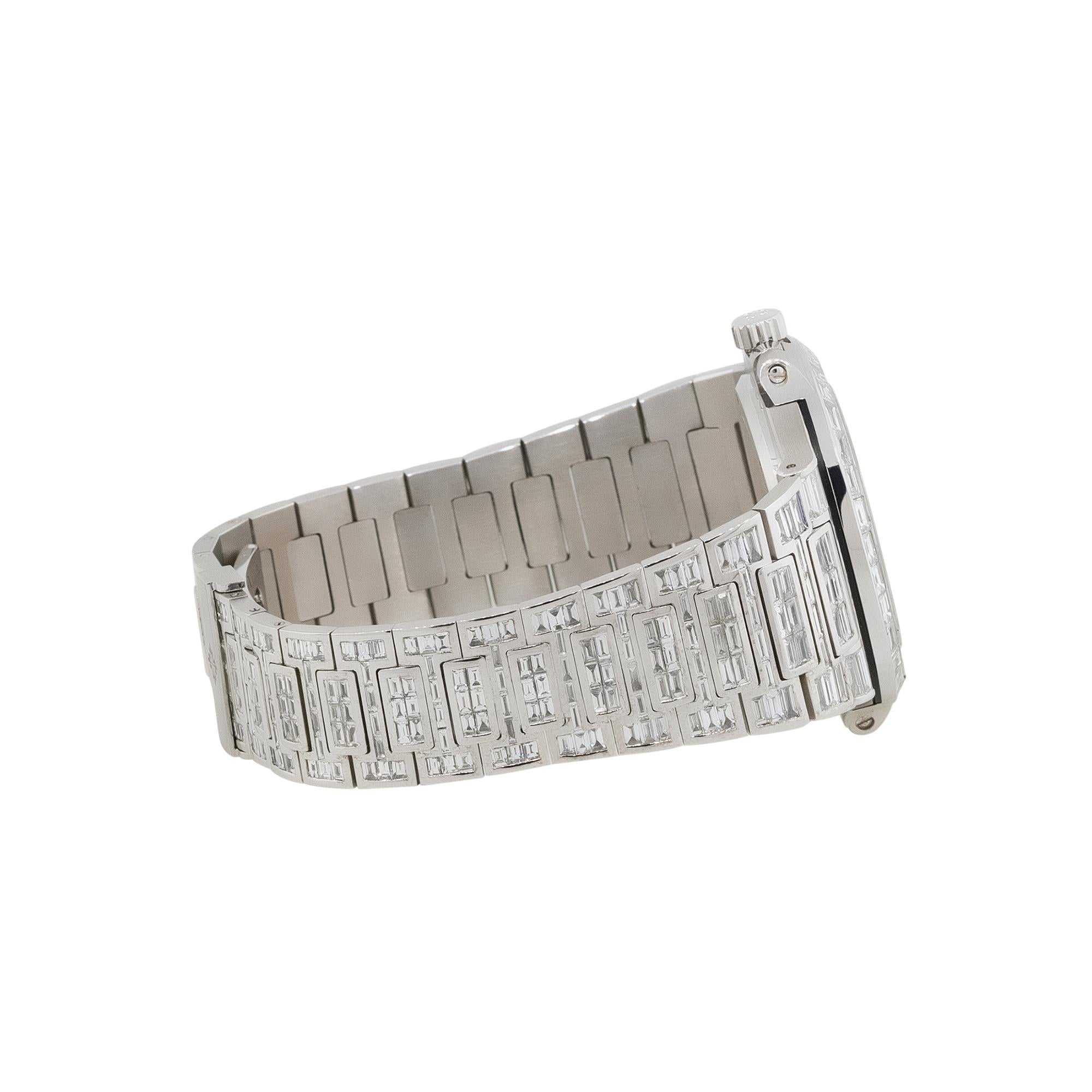 Patek Philippe 18k White Gold All Diamond Chandelier Wrist Watch In Excellent Condition In Boca Raton, FL