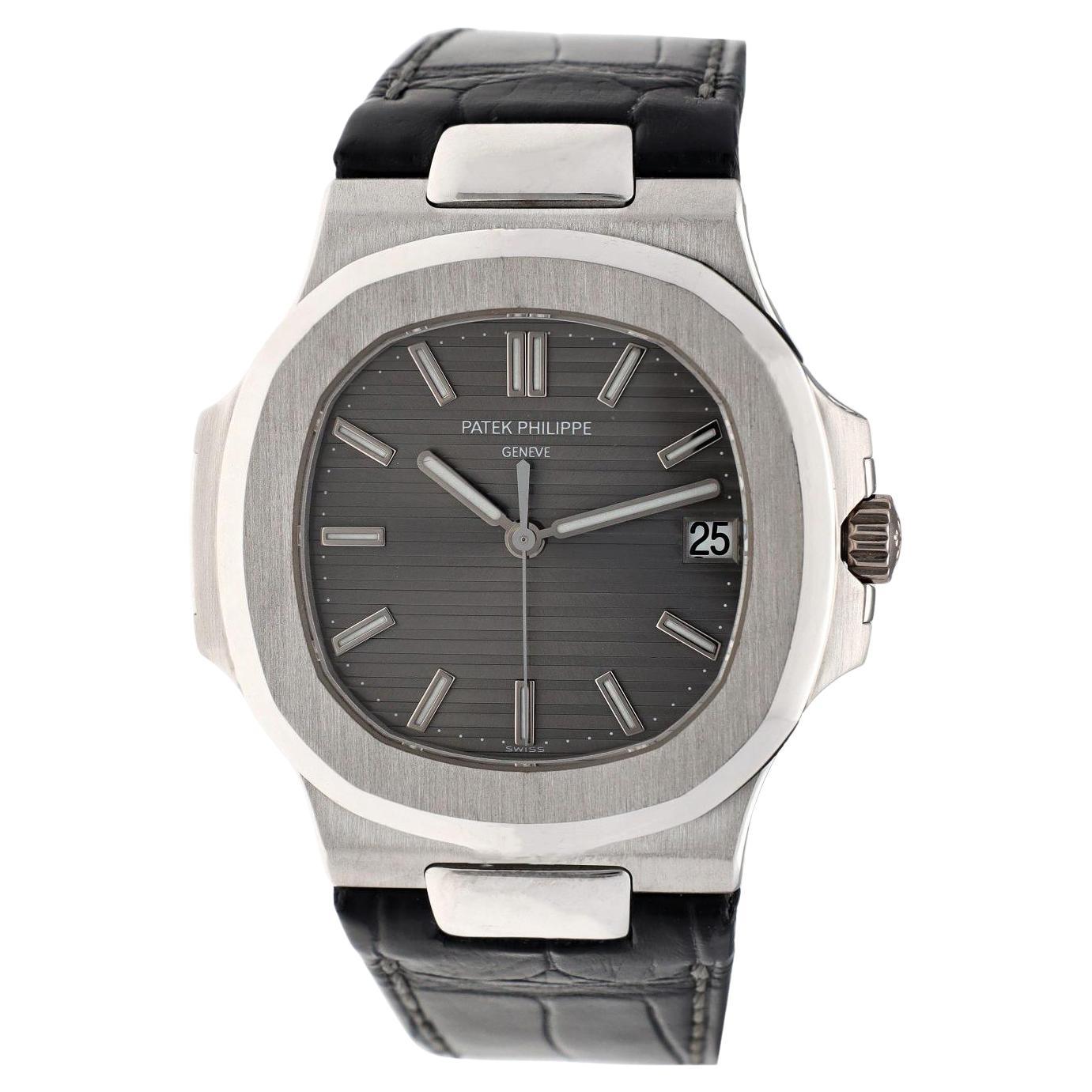 PATEK PHILIPPE 18K White Gold Nautilus, Gray Dial