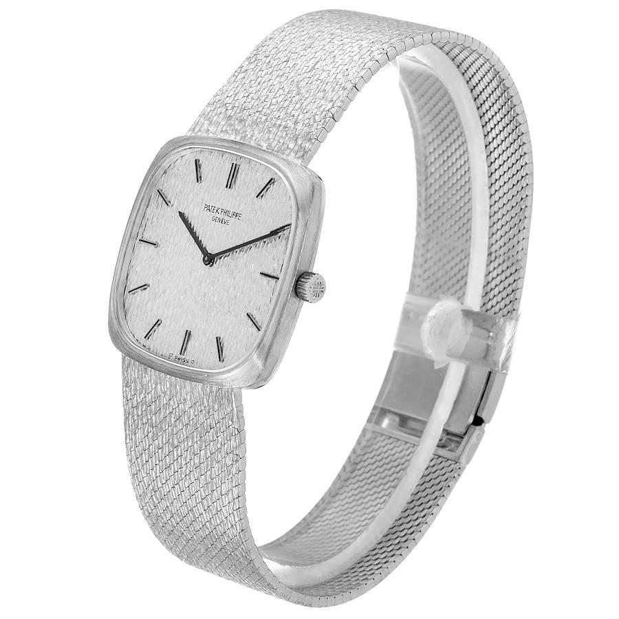 Vintage-Herrenuhr von Patek Philippe mit 18 Karat Weißgold und Silber Zifferblatt 3566 im Angebot 1