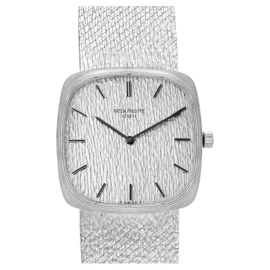 Patek Philippe 18k White Gold Silver Dial Vintage Mens Watch 3566 For Sale