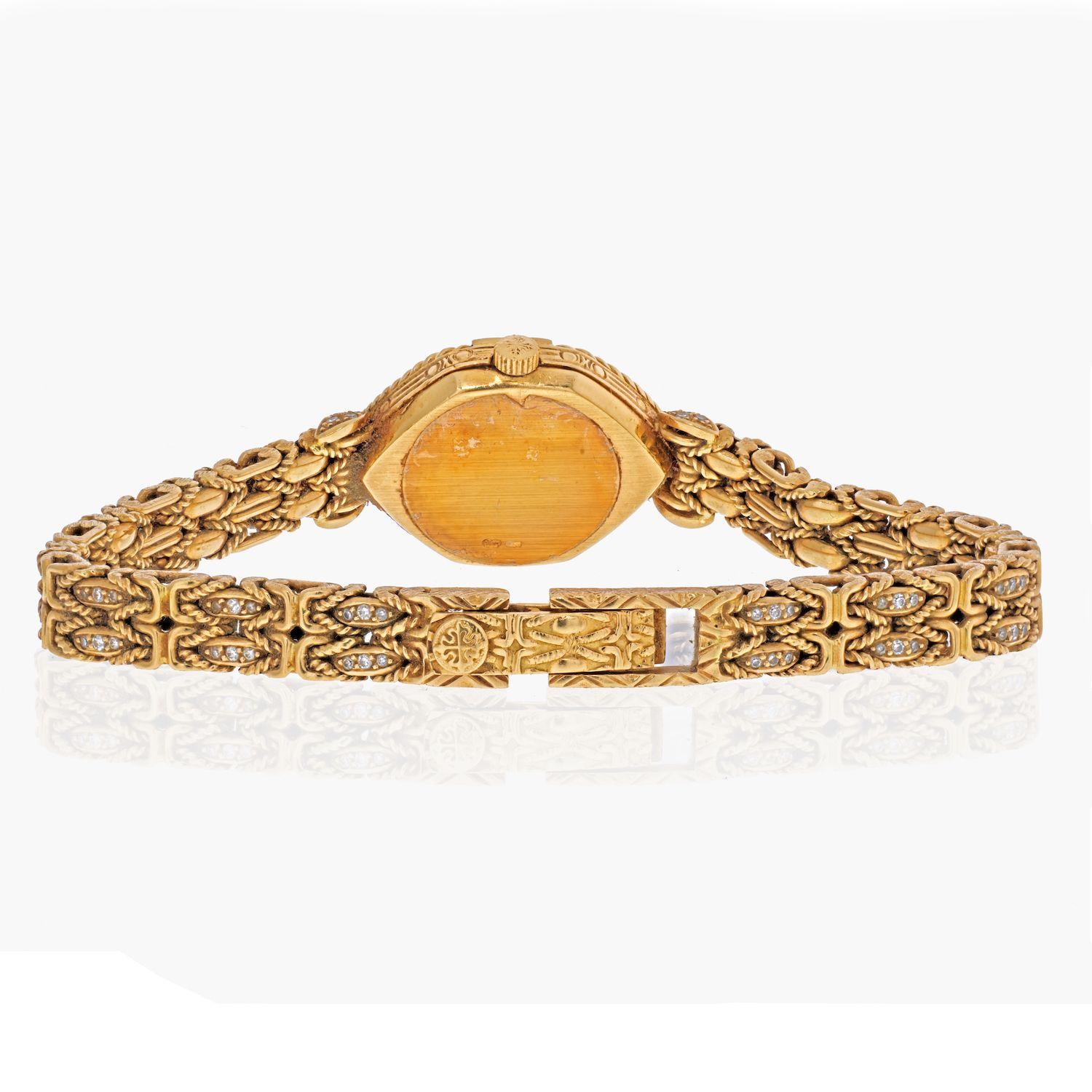Patek Philippe 18K Gelbgold 1970's Ref 4582/001 Diamant-Armband Damenuhr (Moderne)