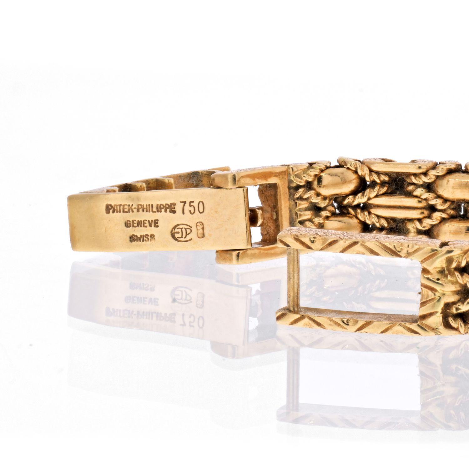 Patek Philippe 18K Gelbgold 1970's Ref 4582/001 Diamant-Armband Damenuhr (Rundschliff)