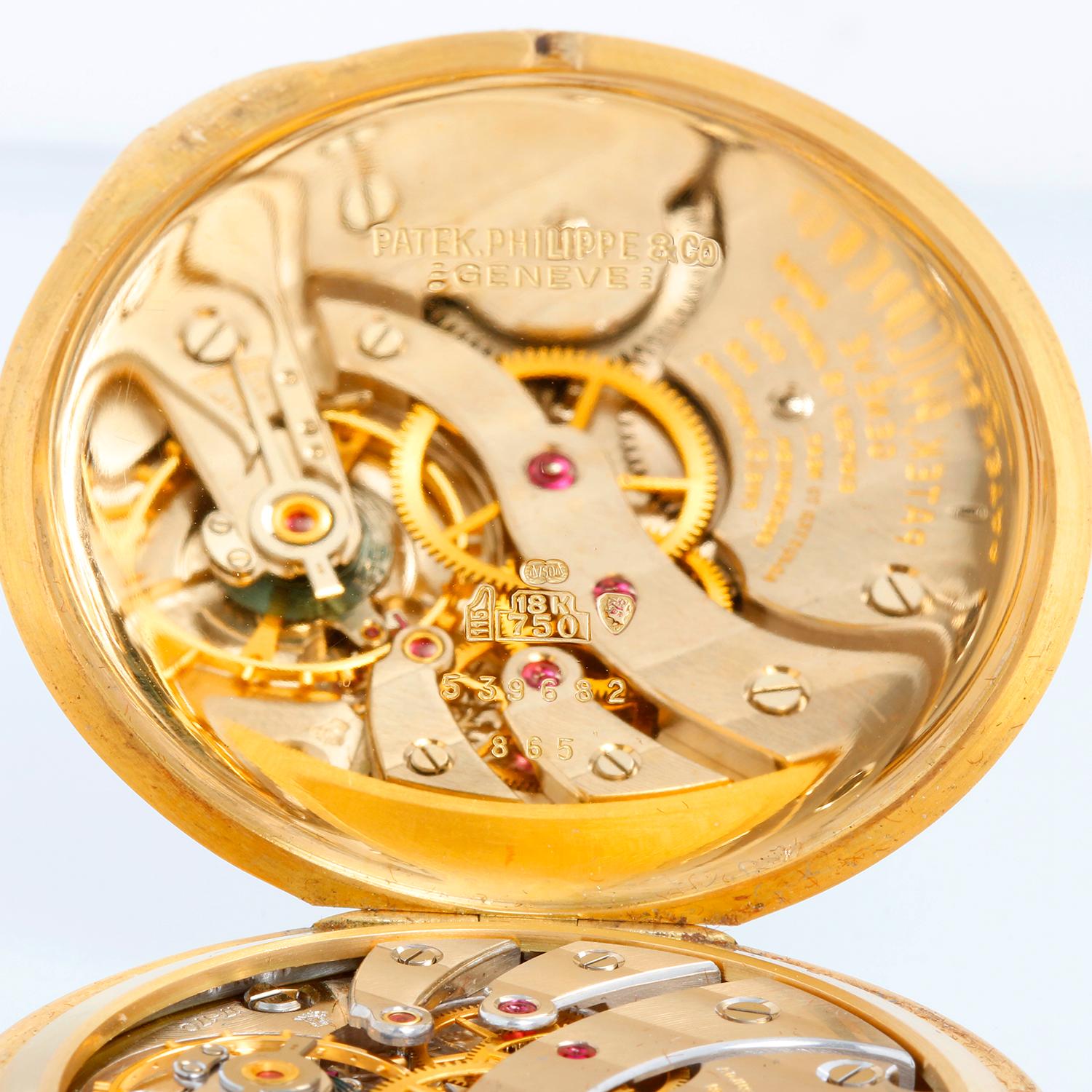 Patek Philippe 18K Yellow Gold Hunter Case Pocket Watch Ref 865 For Sale 2