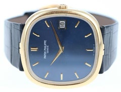 Patek Philippe 18 Karat Yellow Gold Jumbo Ellipse 3605 Blue Dial