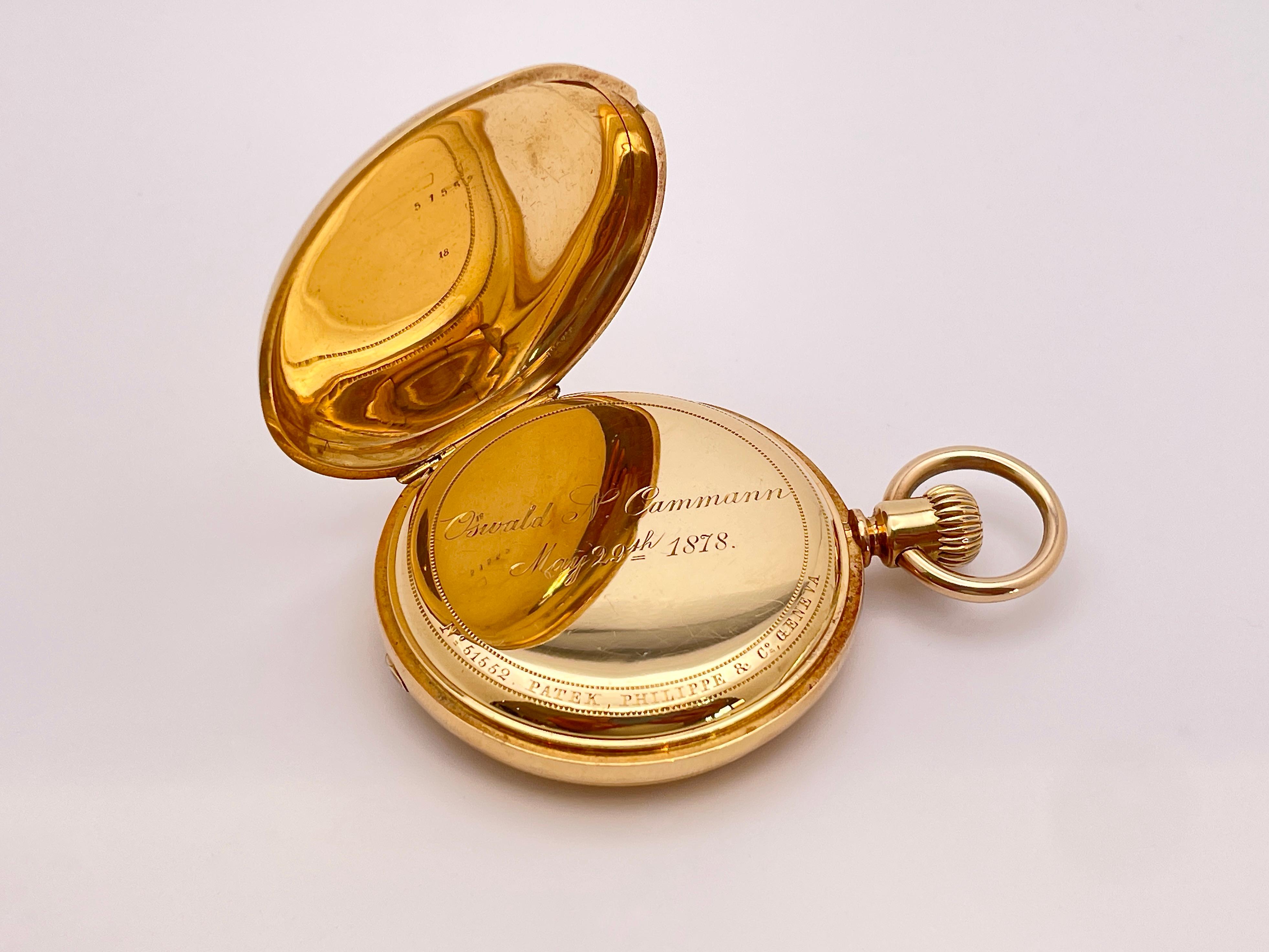 Patek Philippe 18K Yellow Gold Pocket Watch Circa 1878 And Original Certificate For Sale 4