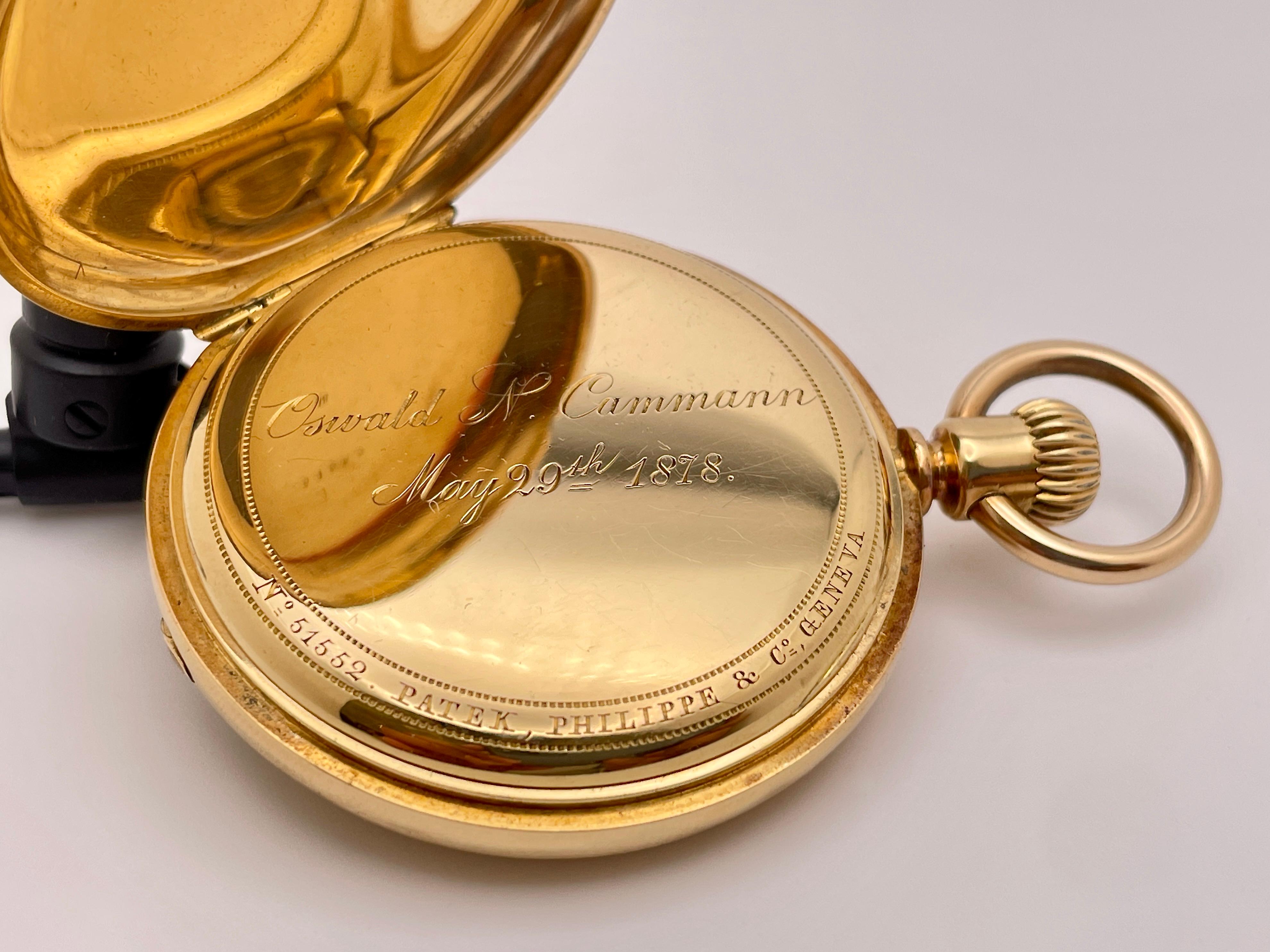 Patek Philippe 18K Yellow Gold Pocket Watch Circa 1878 And Original Certificate For Sale 5