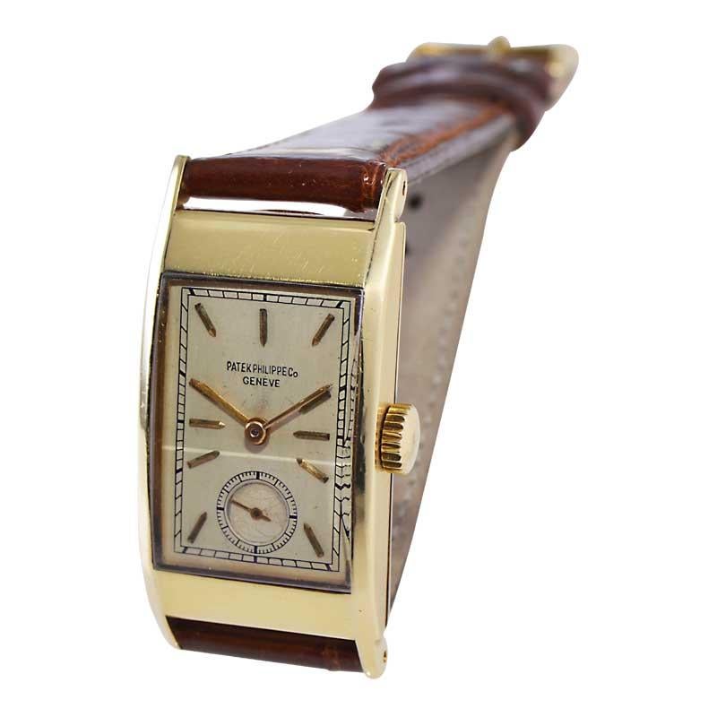 Women's or Men's Patek Philippe 18kt. Gold Art Deco Tank Watch with Original Dial and Crystal