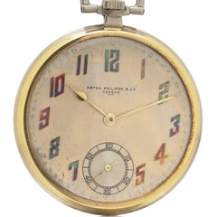 Patek Philippe 18KT Gold Open Face Pocket Watch, Enamel Breguet Numerals, 1925