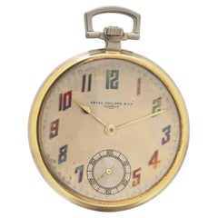 Patek Philippe 18KT Gold Open Face Pocket Watch, Enamel Breguet Numerals, 1925