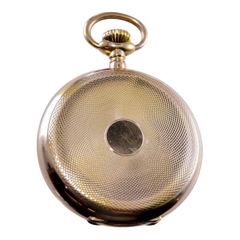 Art Deco Patek Philippe 18Kt. Hunters Case Pocket Watch with Flawless Enamel Dial ca 1906