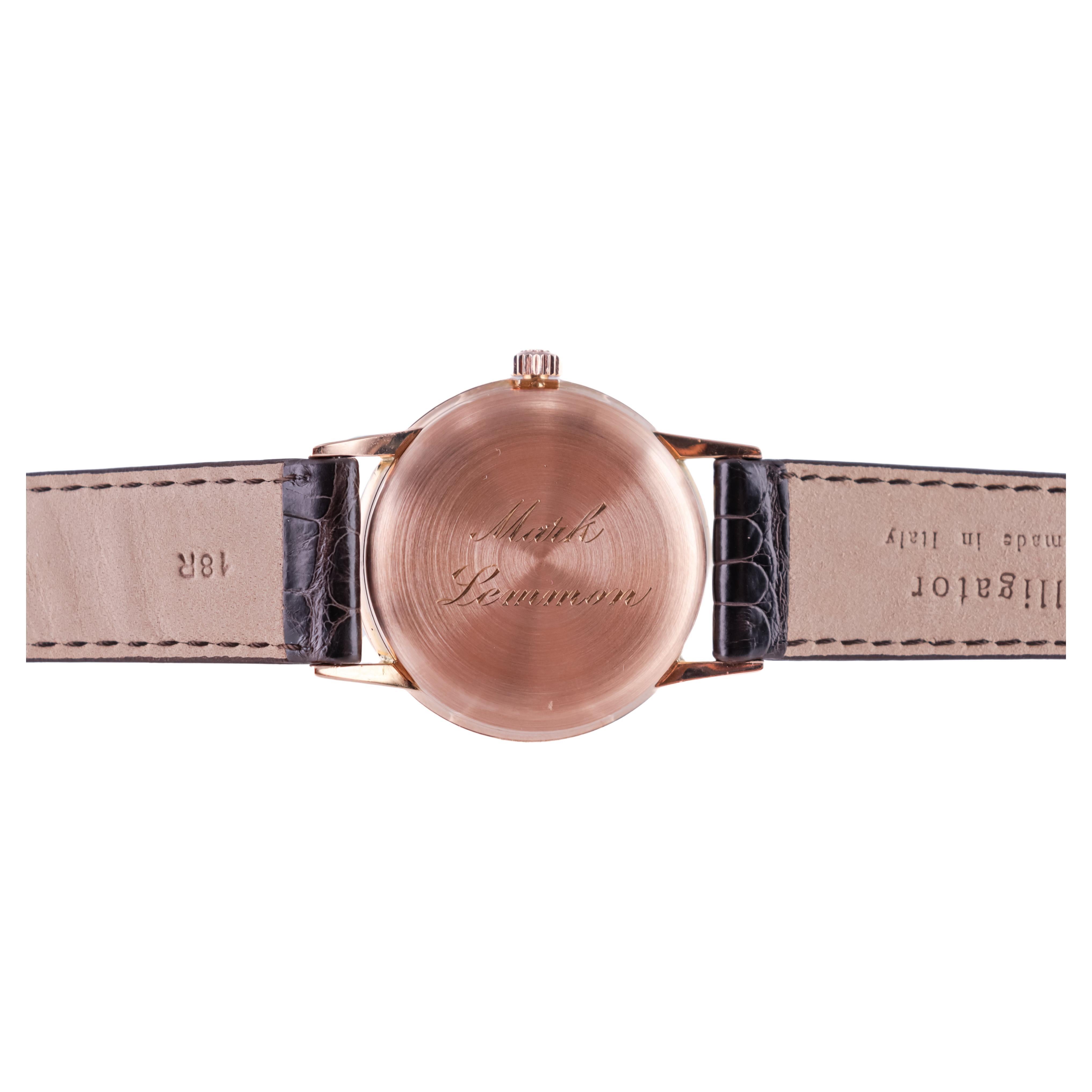 Patek Philippe 18kt. Rose Gold Art Deco Round Original Dial from 1940s For Sale 4