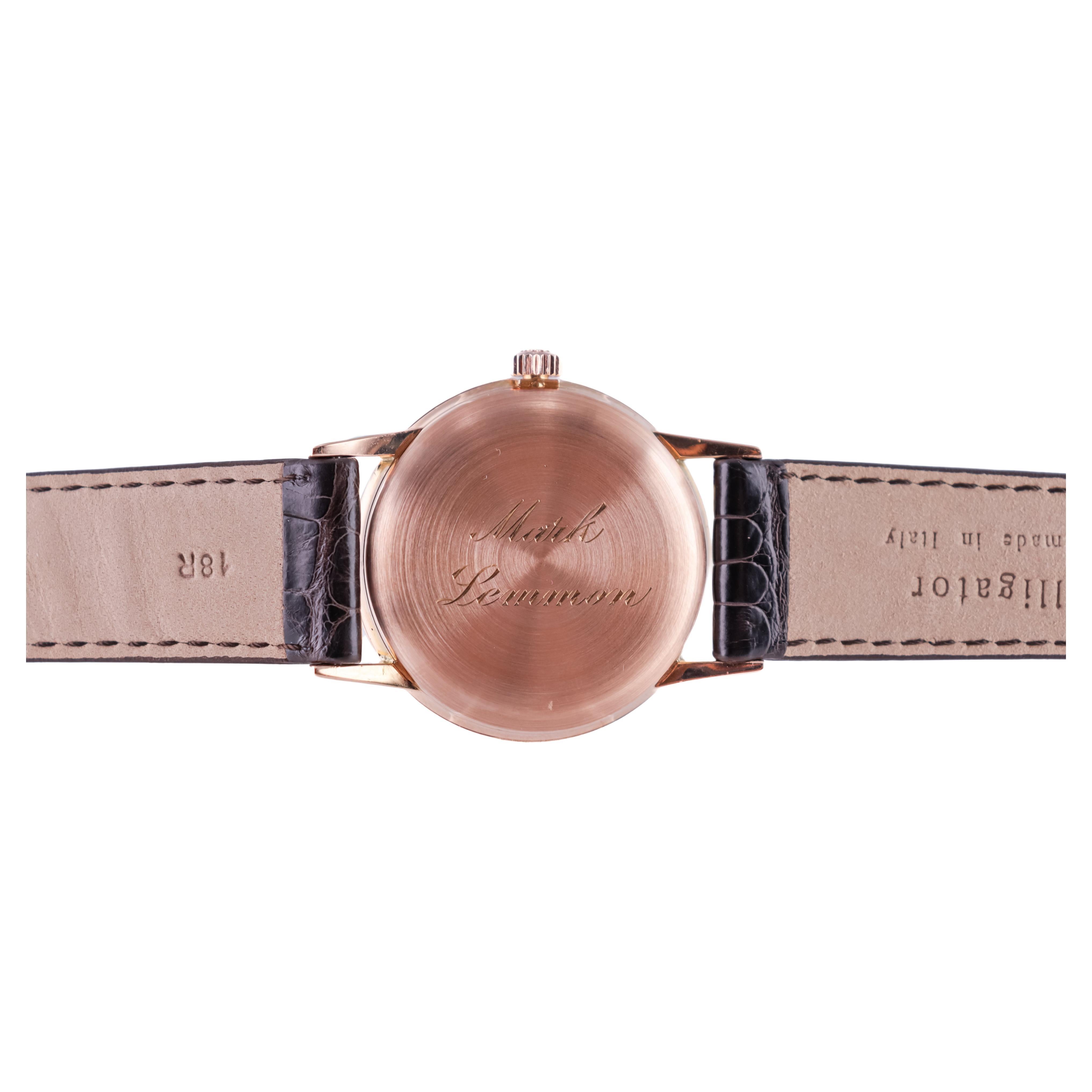 Patek Philippe 18kt. Rose Gold Late Art Deco Round Original Dial from 1940s For Sale 4