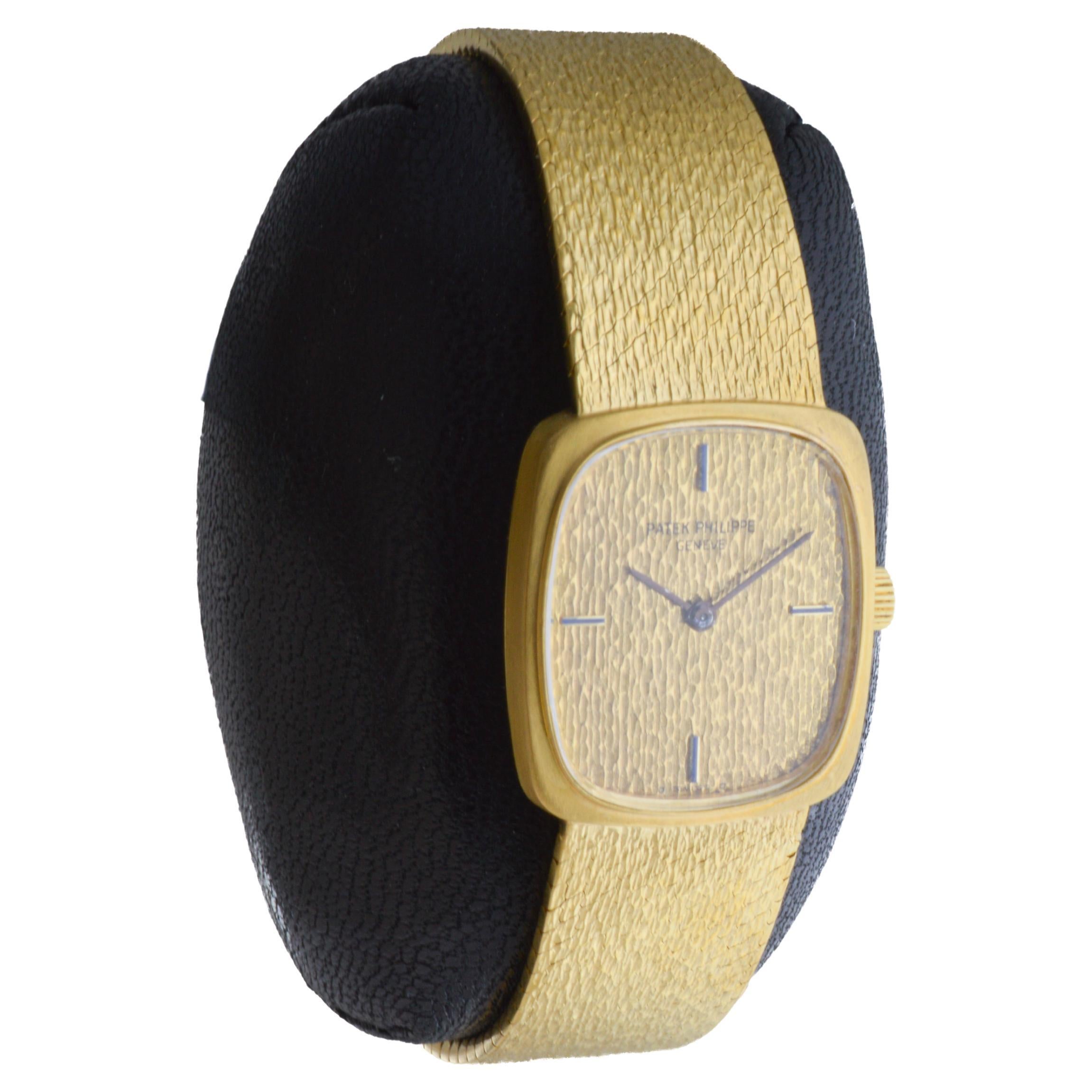 Women's Patek Philippe 18Kt Solid Gold Dress Watch circa 1980's with Original Bracelet For Sale