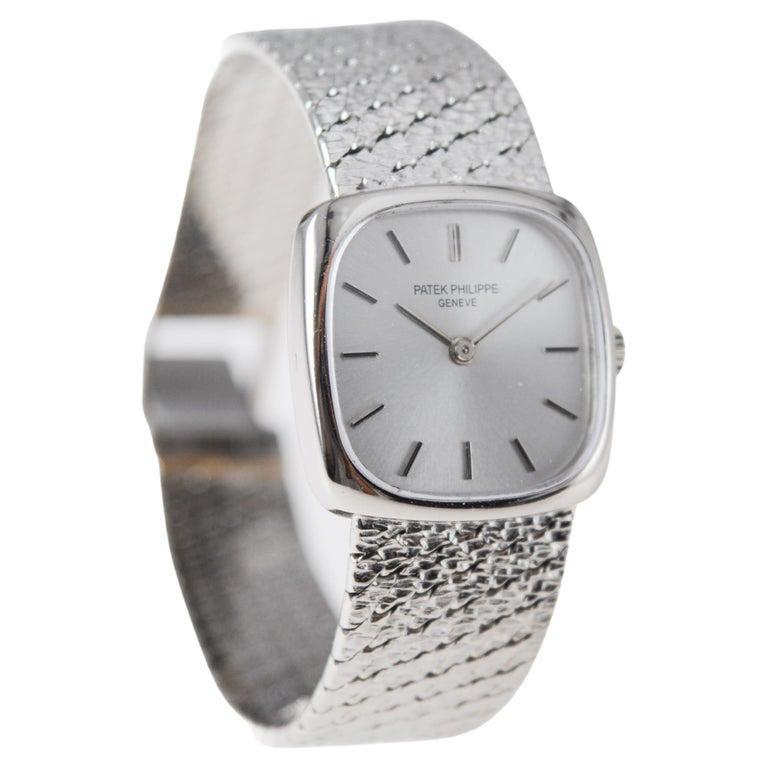 Women's Patek Philippe 18Kt Solid White Gold Ladies Dress Watch circa 1970's For Sale