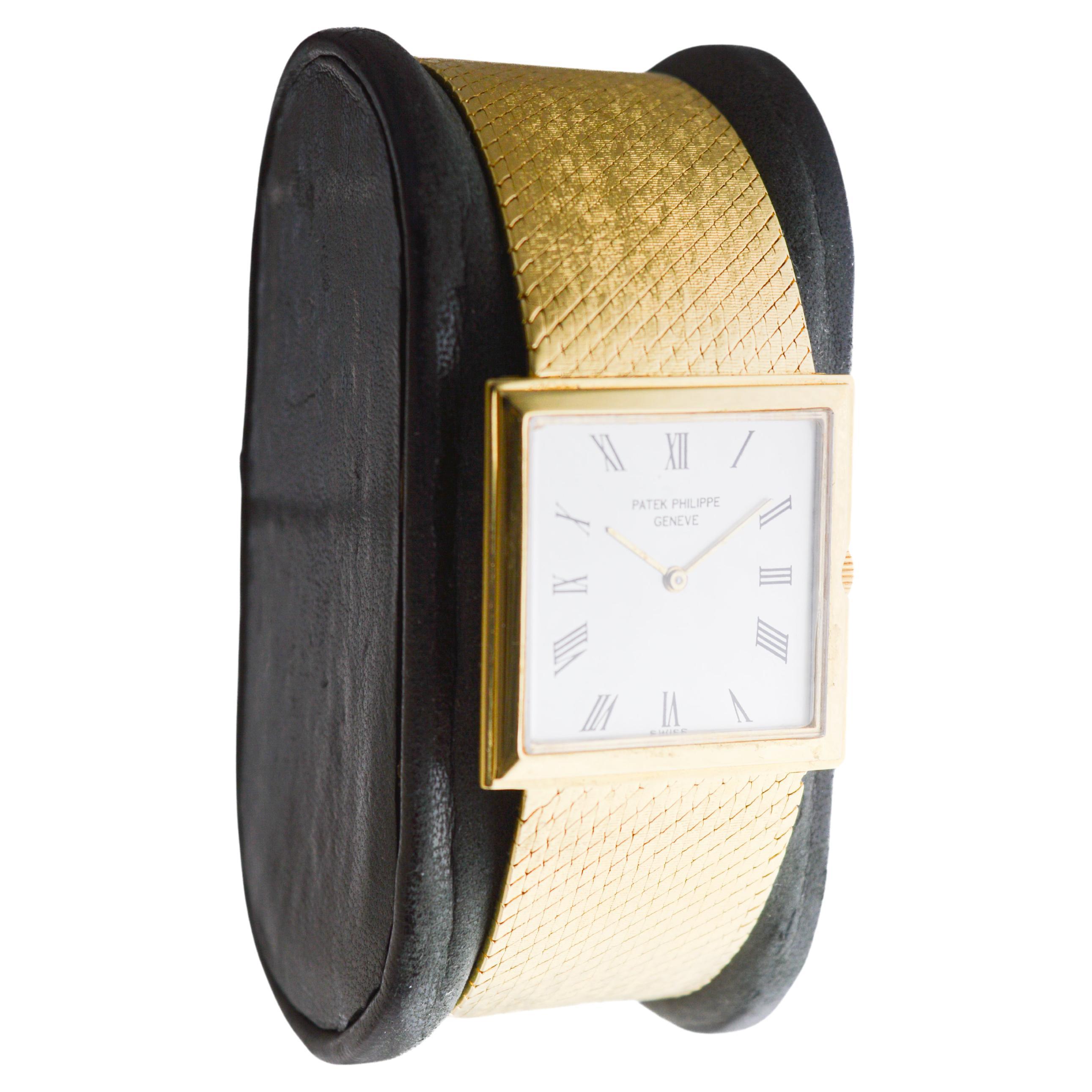 Modern Patek Philippe 18Kt Solid Yellow Gold Dress Watch circa 1980's For Sale