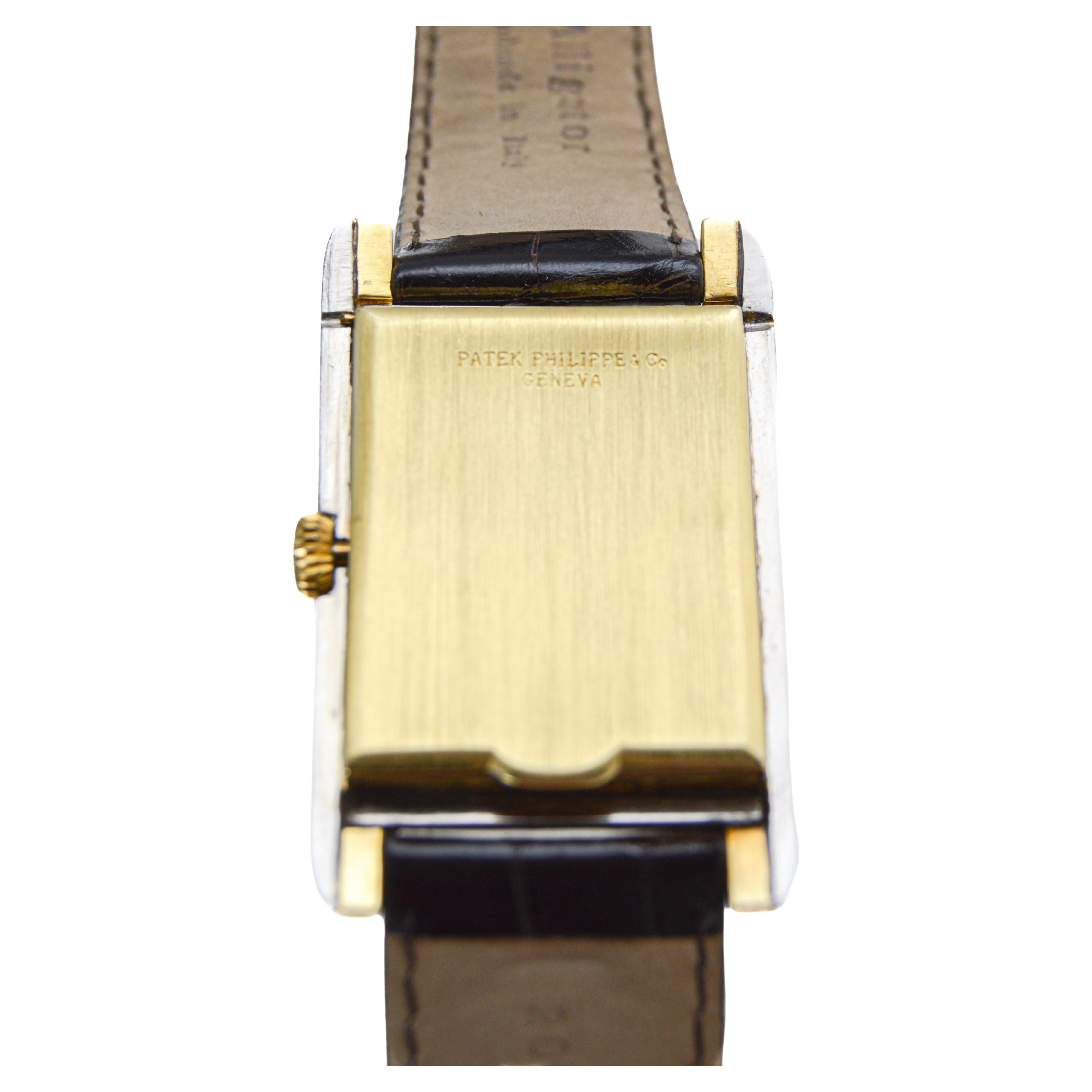 Patek Philippe 18Kt. Zweifarbige übergroße Art-Déco-Armbanduhr aus den 1940er Jahren  im Angebot 8