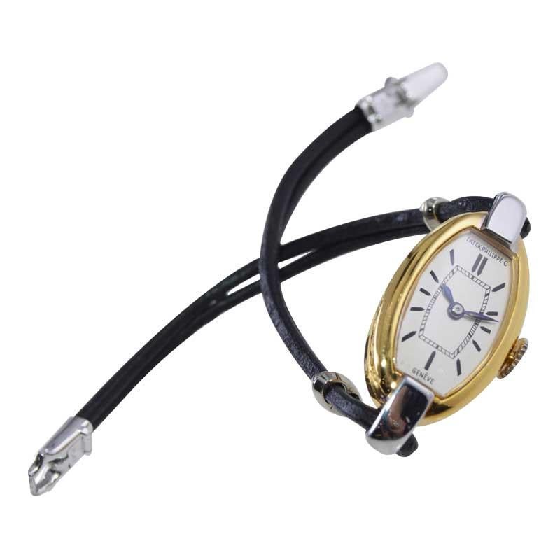 Patek Philippe 18Kt. Handgefertigte zweifarbige Uhr aus Gelb- und Weißgold aus dem Jahr 1927 4