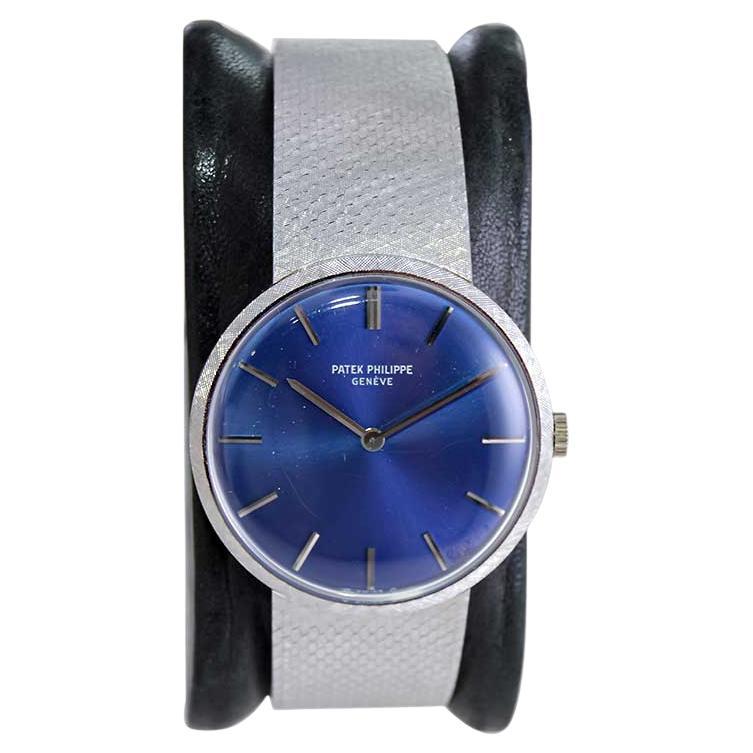 Patek Philippe 18Kt. White Gold with Original Bracelet and Blue Dial, 1970's