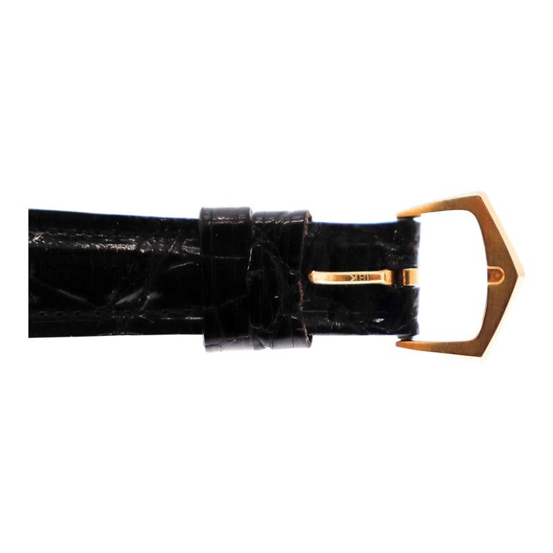 Patek Philippe 18 Karat Yellow Gold Late Art Deco Watch, Original Box and Strap For Sale 9